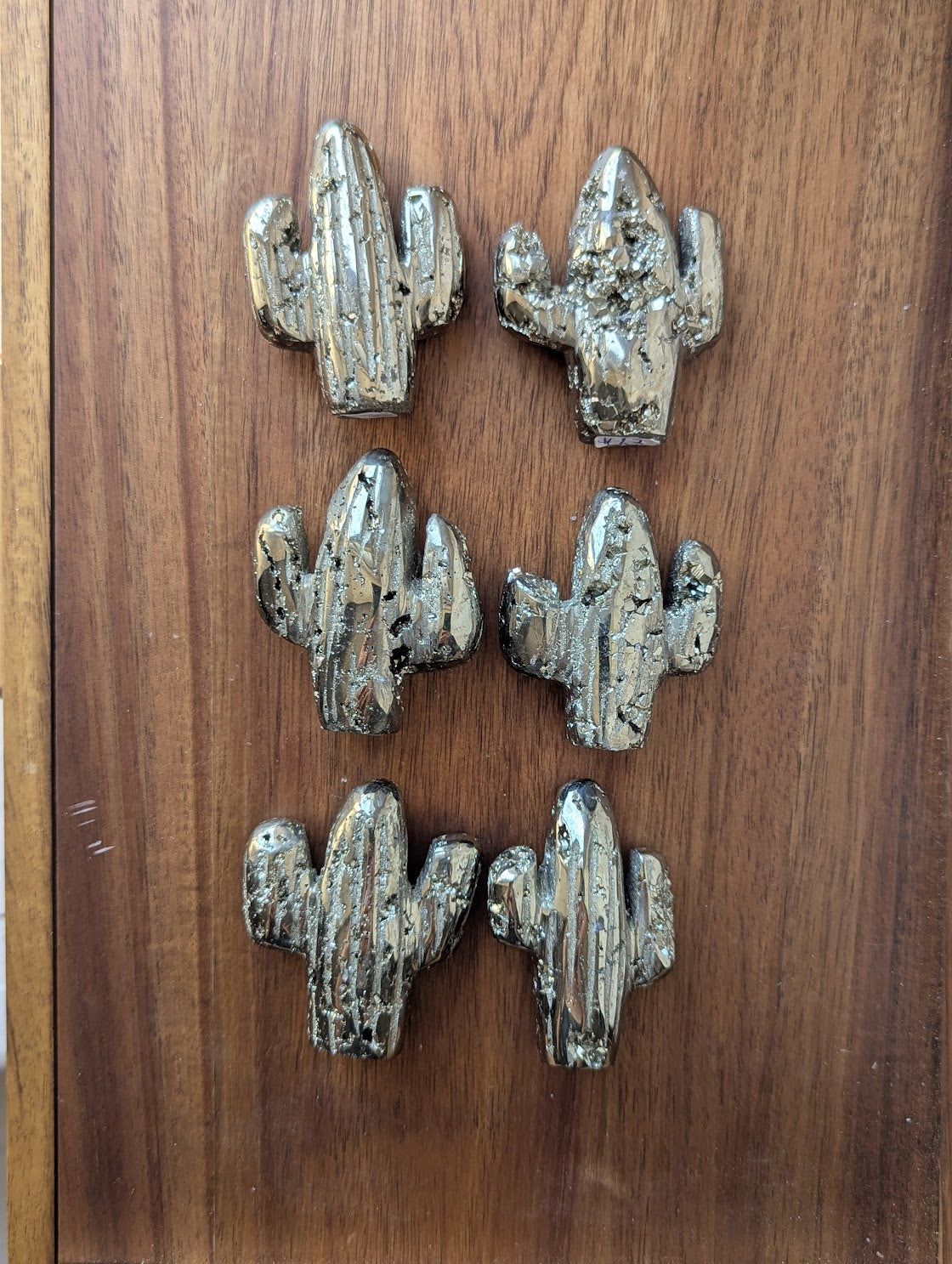 Hand Carved Pyrite Cactus Decor