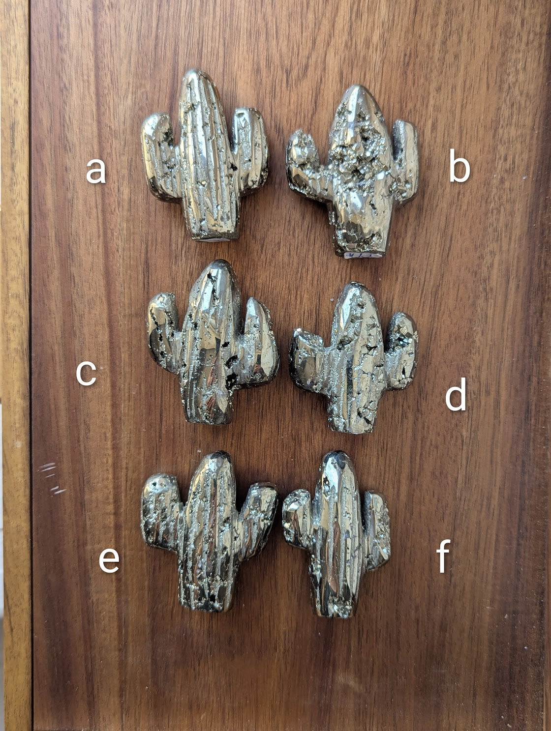 Hand Carved Pyrite Cactus Decor