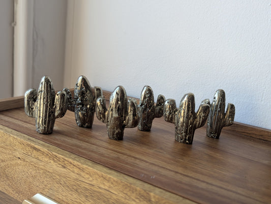 Hand Carved Pyrite Cactus Decor