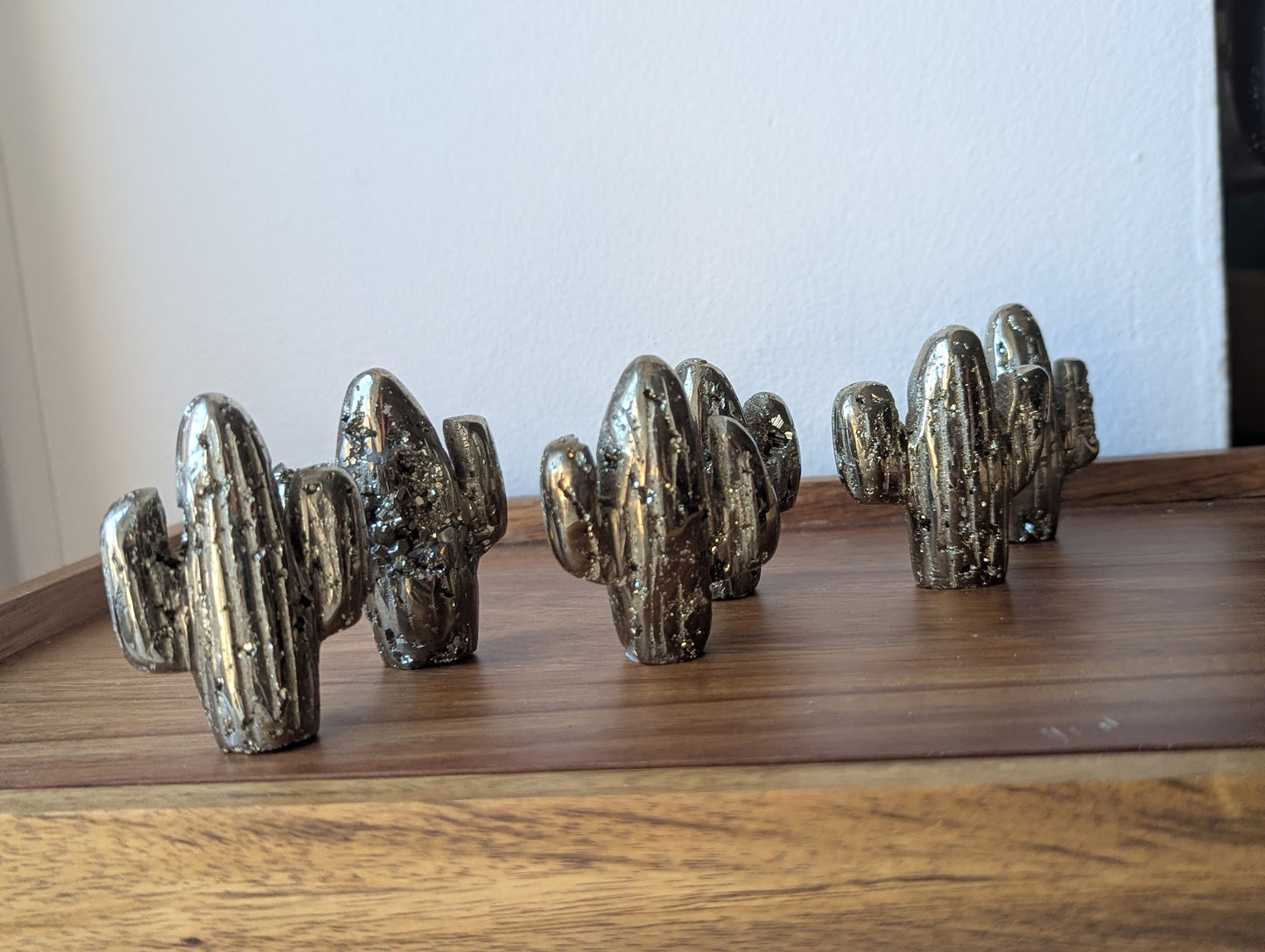 Hand Carved Pyrite Cactus Decor