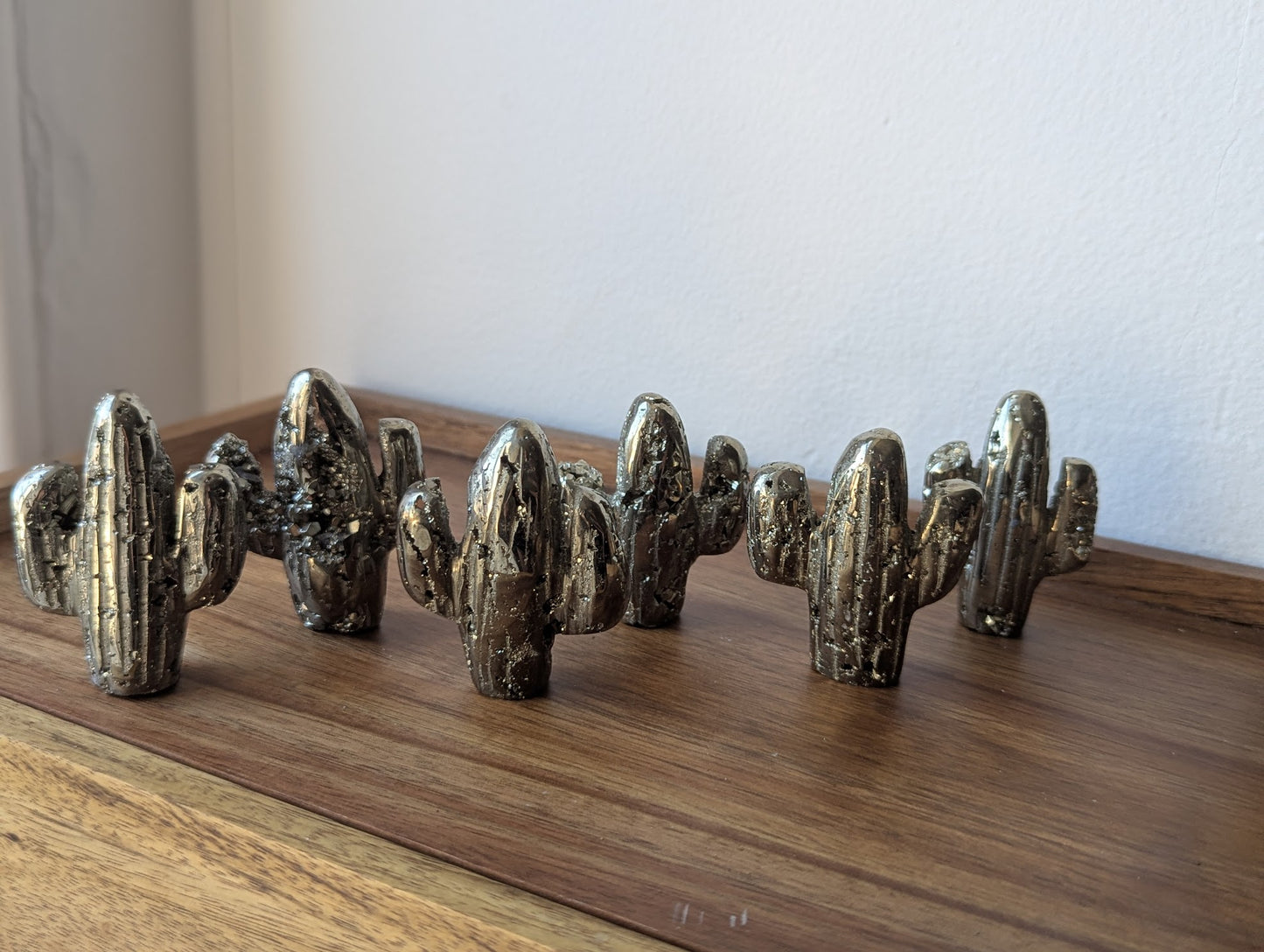 Hand Carved Pyrite Cactus Decor