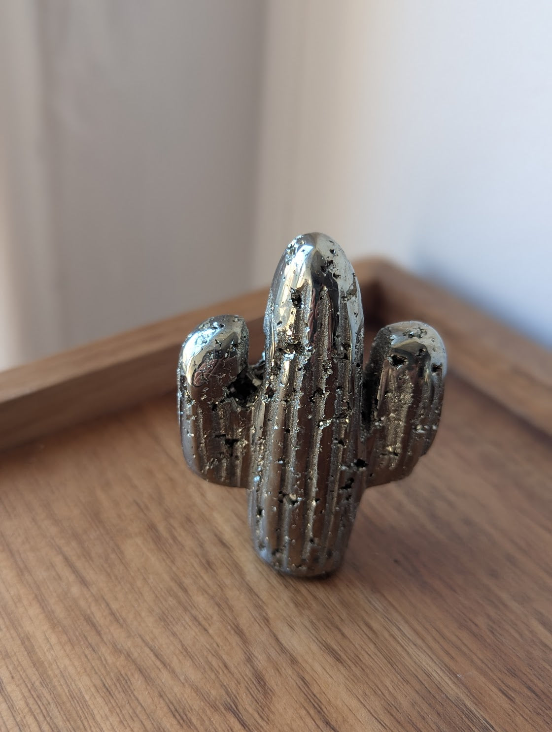 Hand Carved Pyrite Cactus Decor