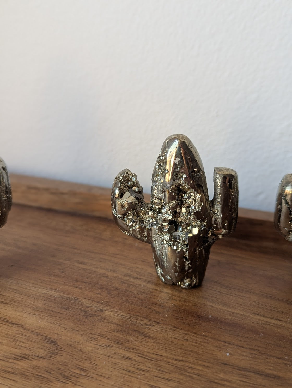 Hand Carved Pyrite Cactus Decor