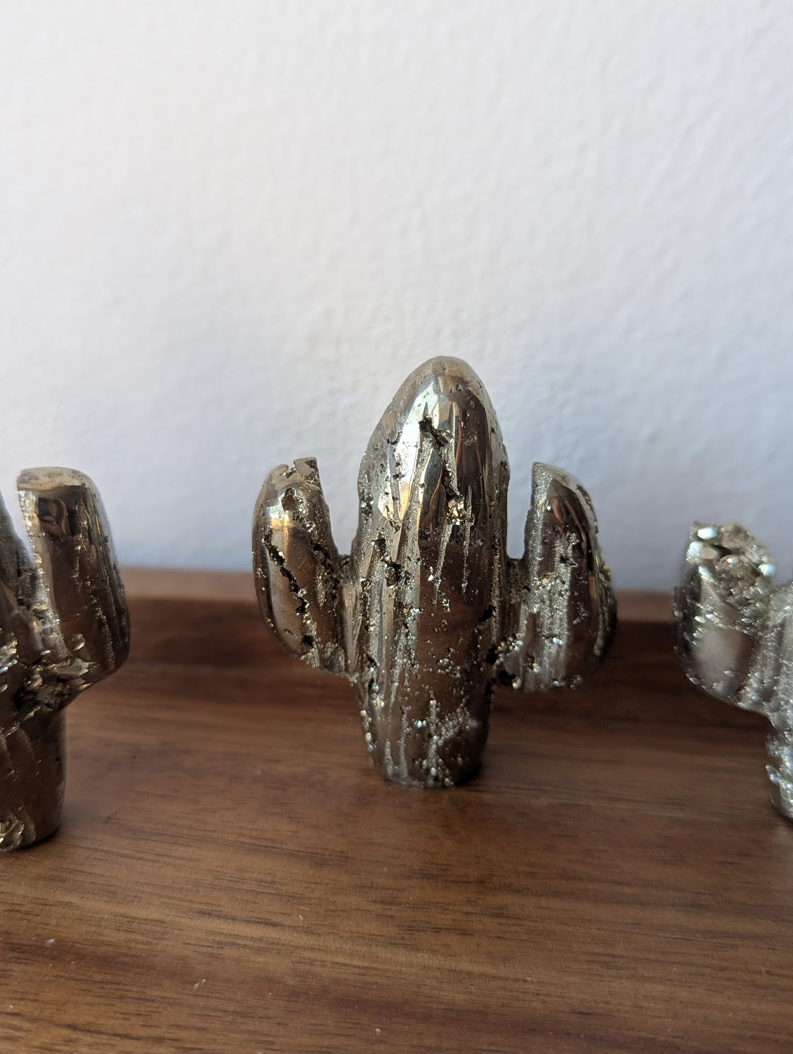 Hand Carved Pyrite Cactus Decor