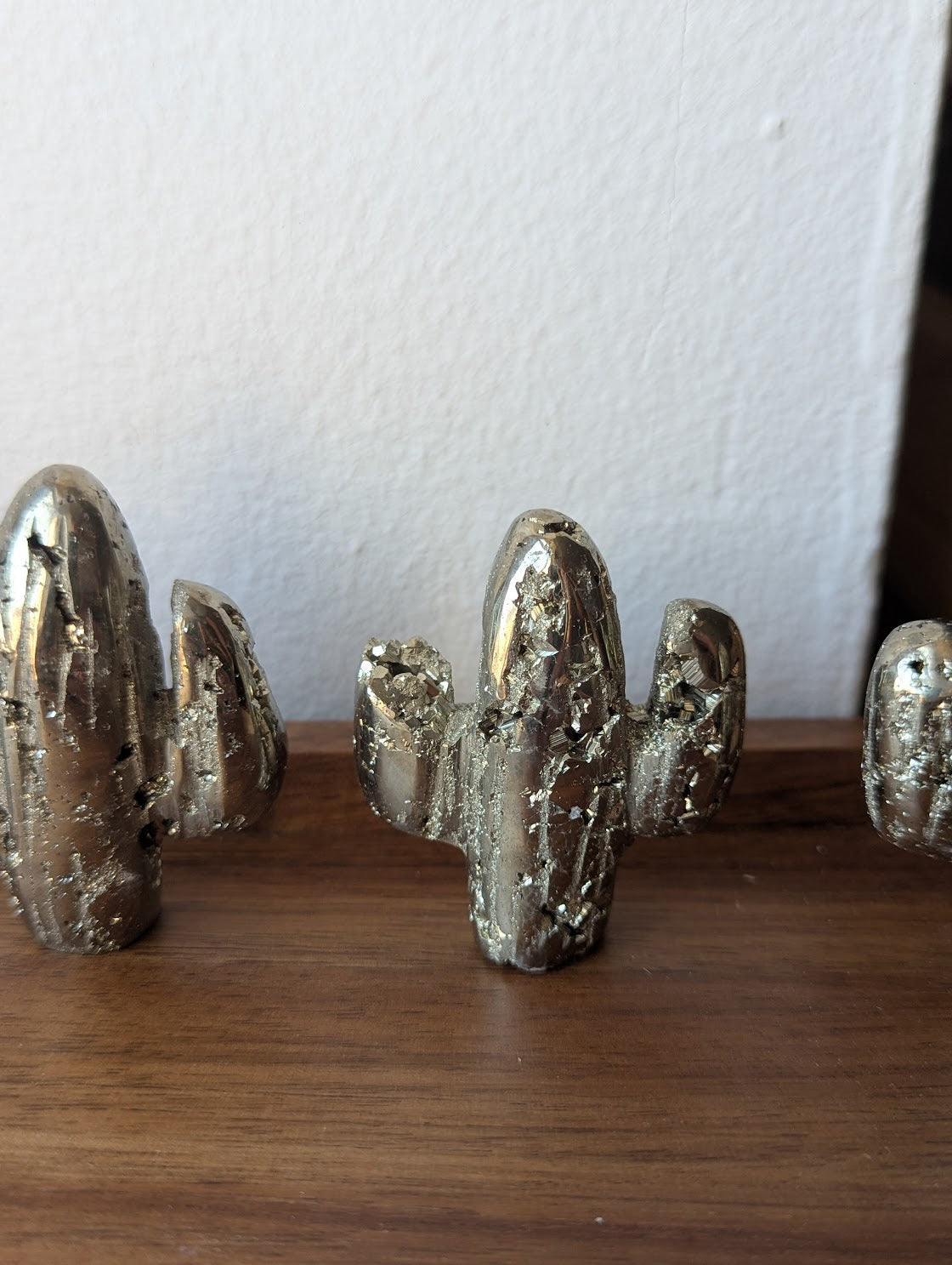 Hand Carved Pyrite Cactus Decor