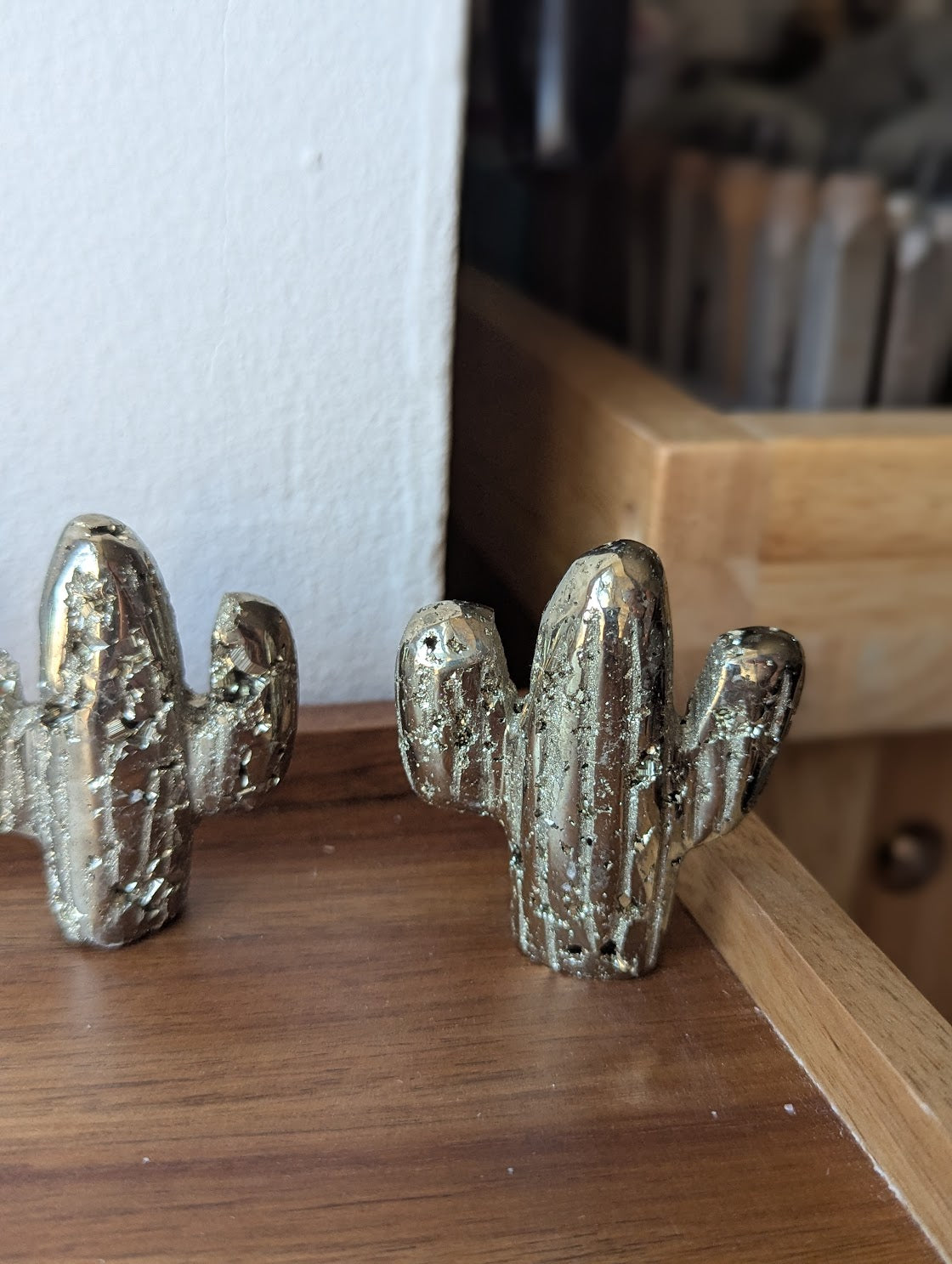 Hand Carved Pyrite Cactus Decor