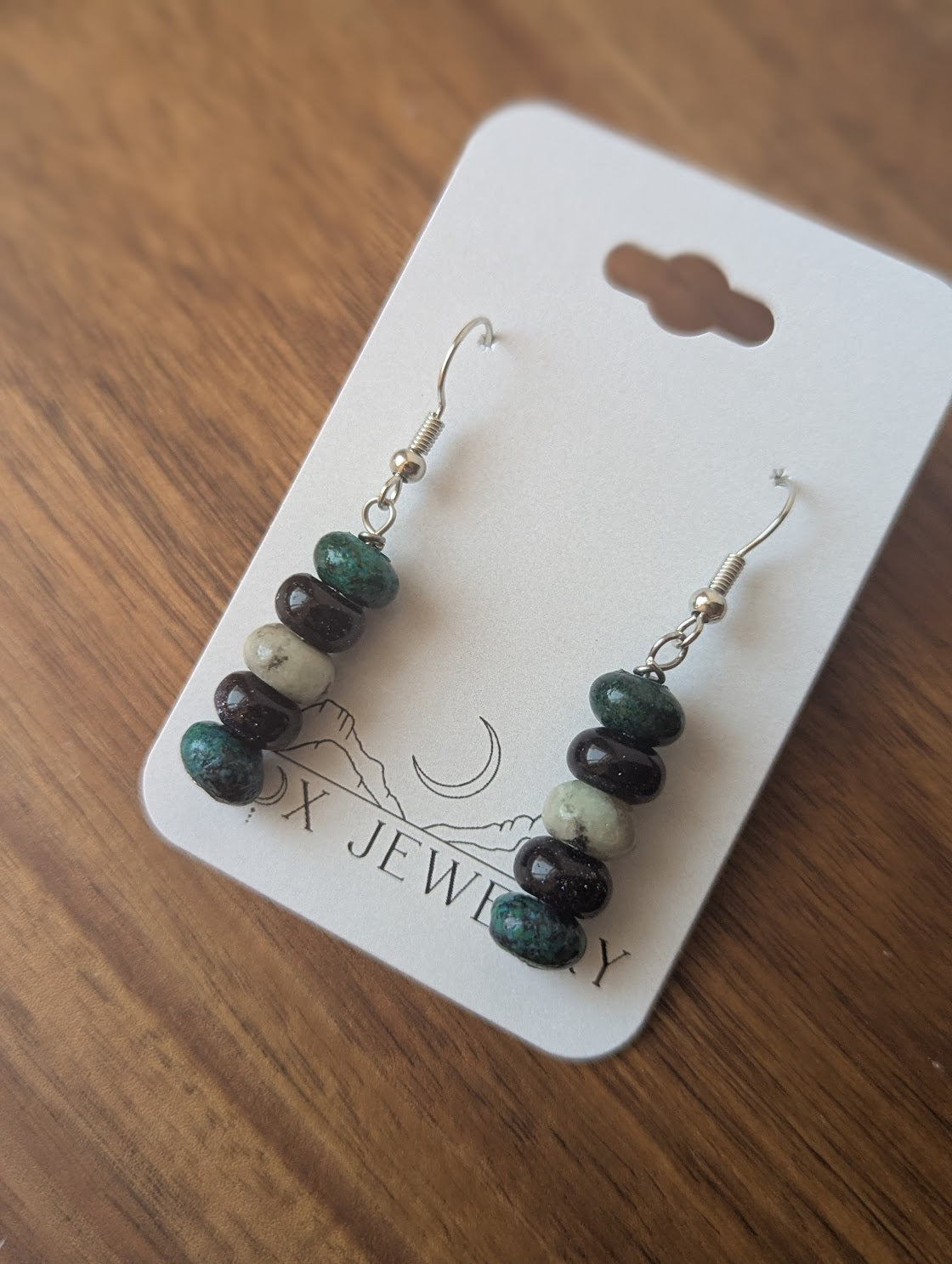 Mixed Blue Green Rondelle Beaded Earrings