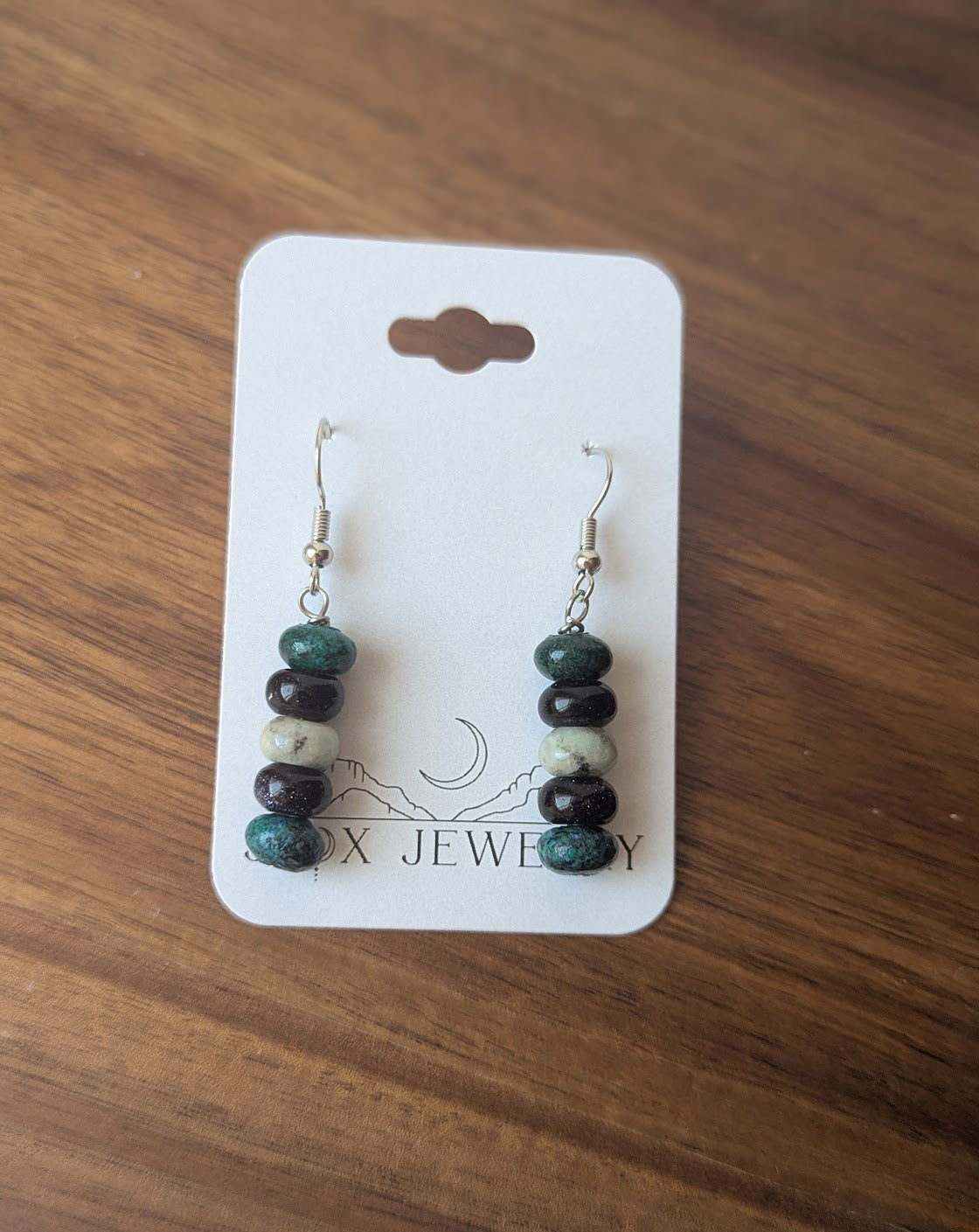 Mixed Blue Green Rondelle Beaded Earrings
