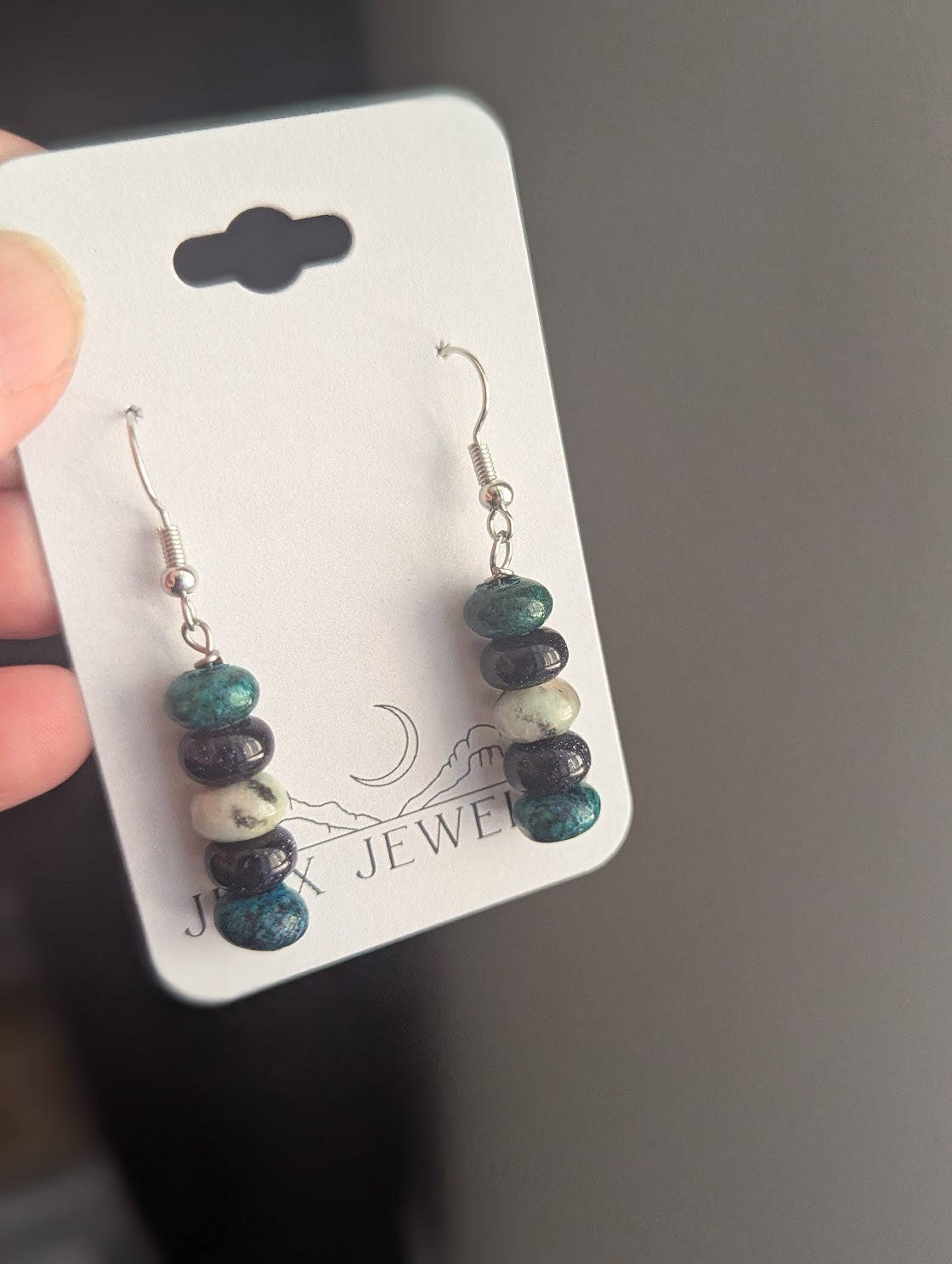 Mixed Blue Green Rondelle Beaded Earrings