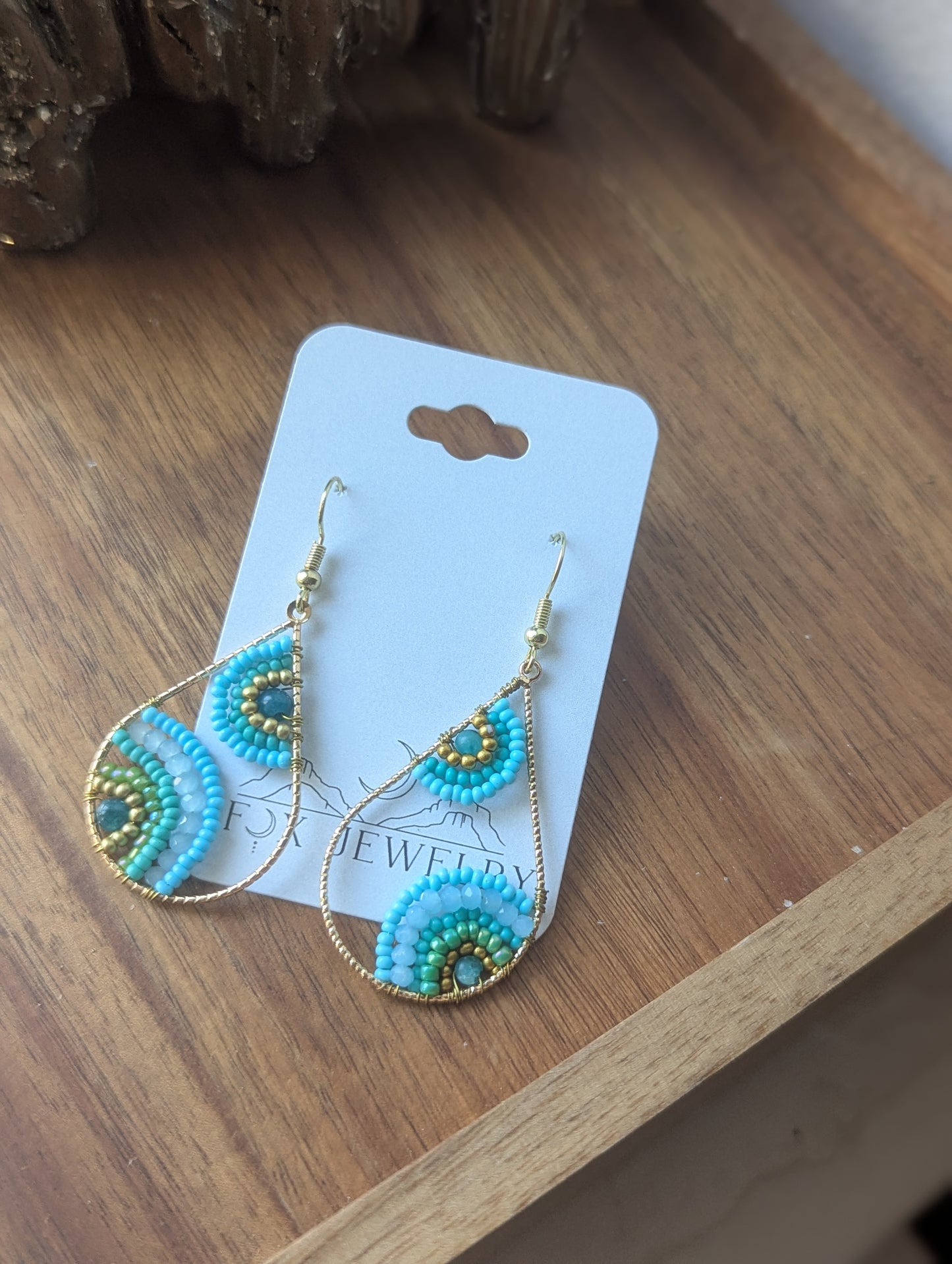 Blue Flower Beaded Tear Drop
