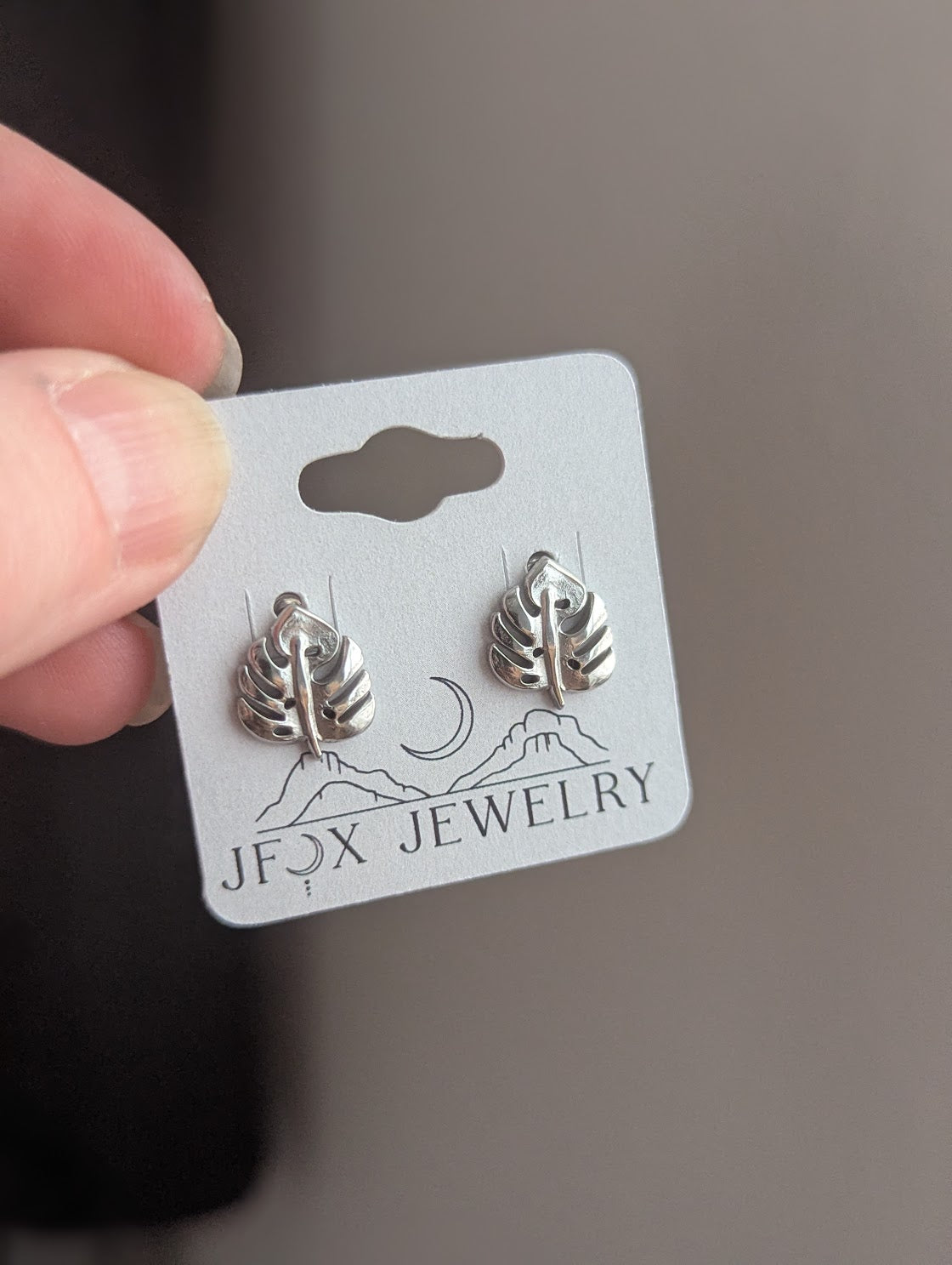 Monstera Leaf Silver Stainless Studs