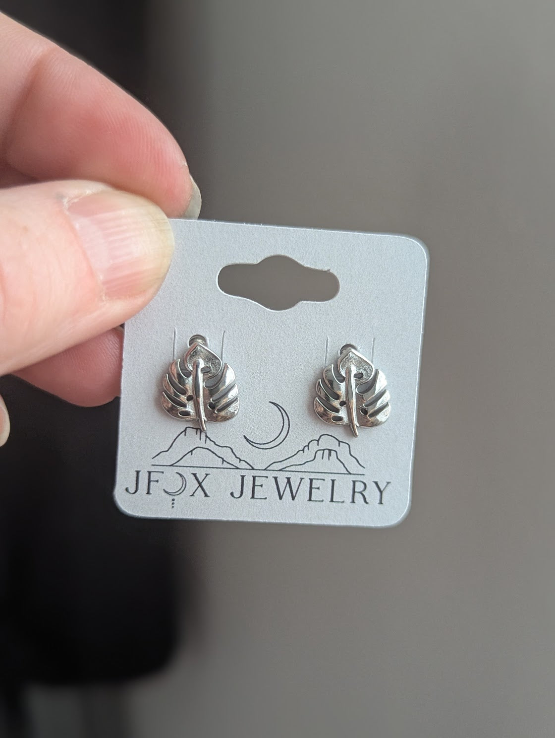 Monstera Leaf Silver Stainless Studs