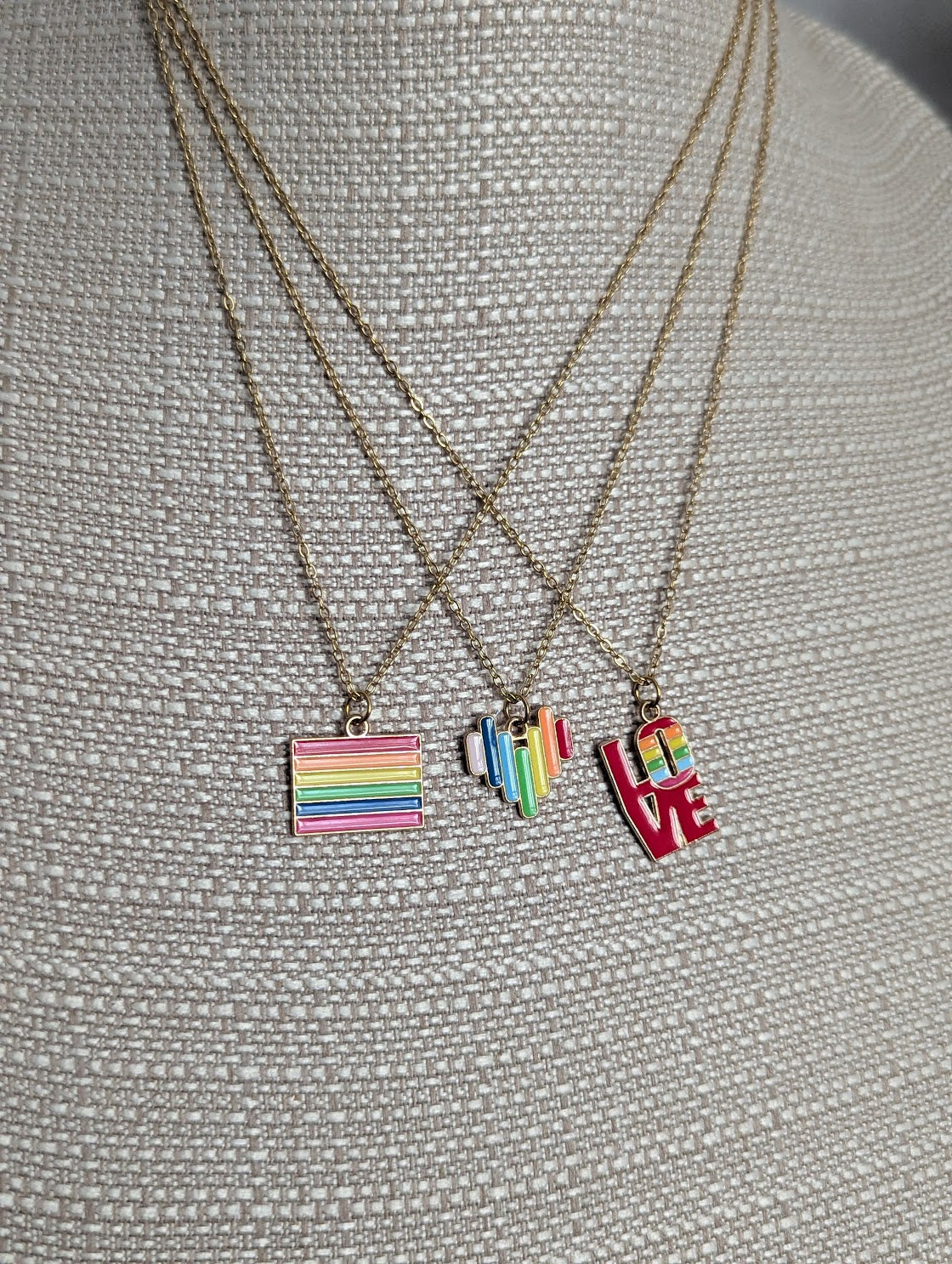 Rainbow Pride Gold Necklace 19" Chain (Various Styles Available)