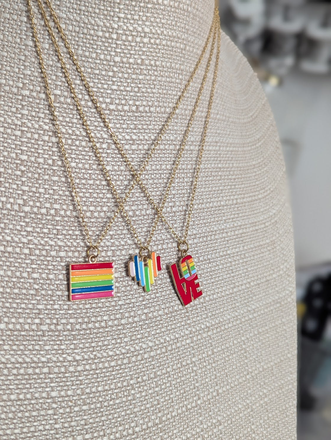 Rainbow Pride Gold Necklace 19" Chain (Various Styles Available)