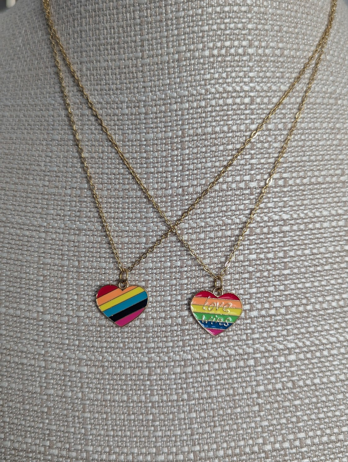 Rainbow Pride Gold Necklace 17" Chain (Various Styles Available)