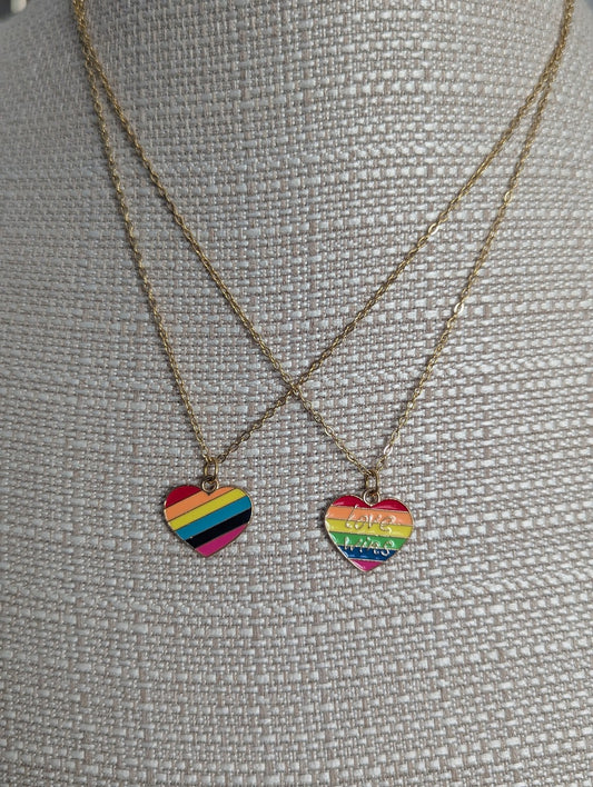 Rainbow Pride Gold Necklace 17" Chain (Various Styles Available)