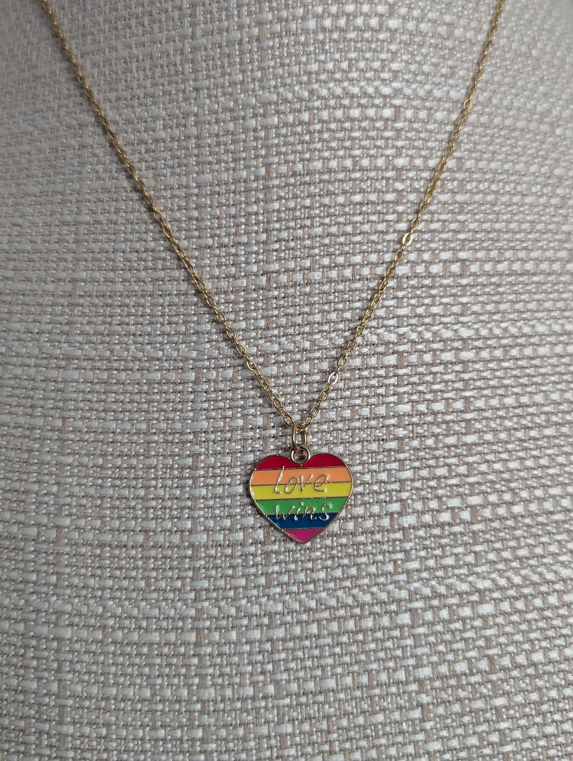 Rainbow Pride Gold Necklace 17" Chain (Various Styles Available)
