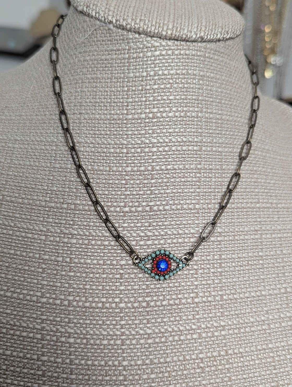 Brass Crystal Evil Eye