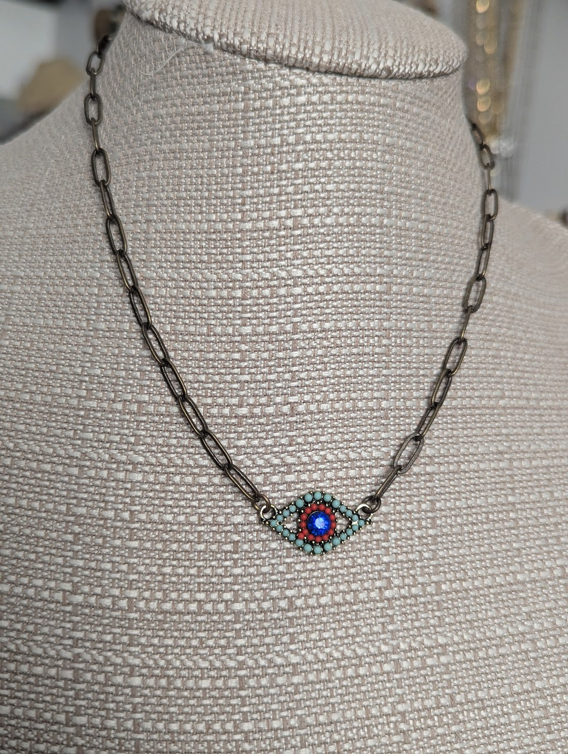 Brass Crystal Evil Eye