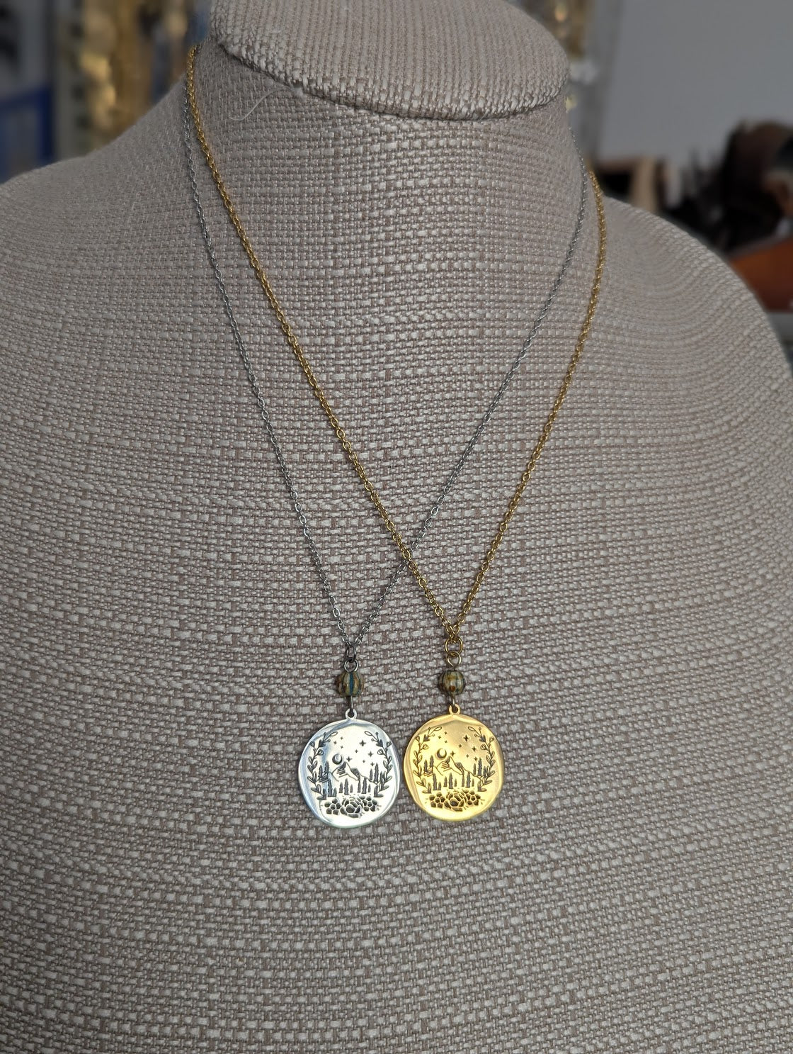 Mountainscape Stainless Steel Necklace (Silver or Gold)