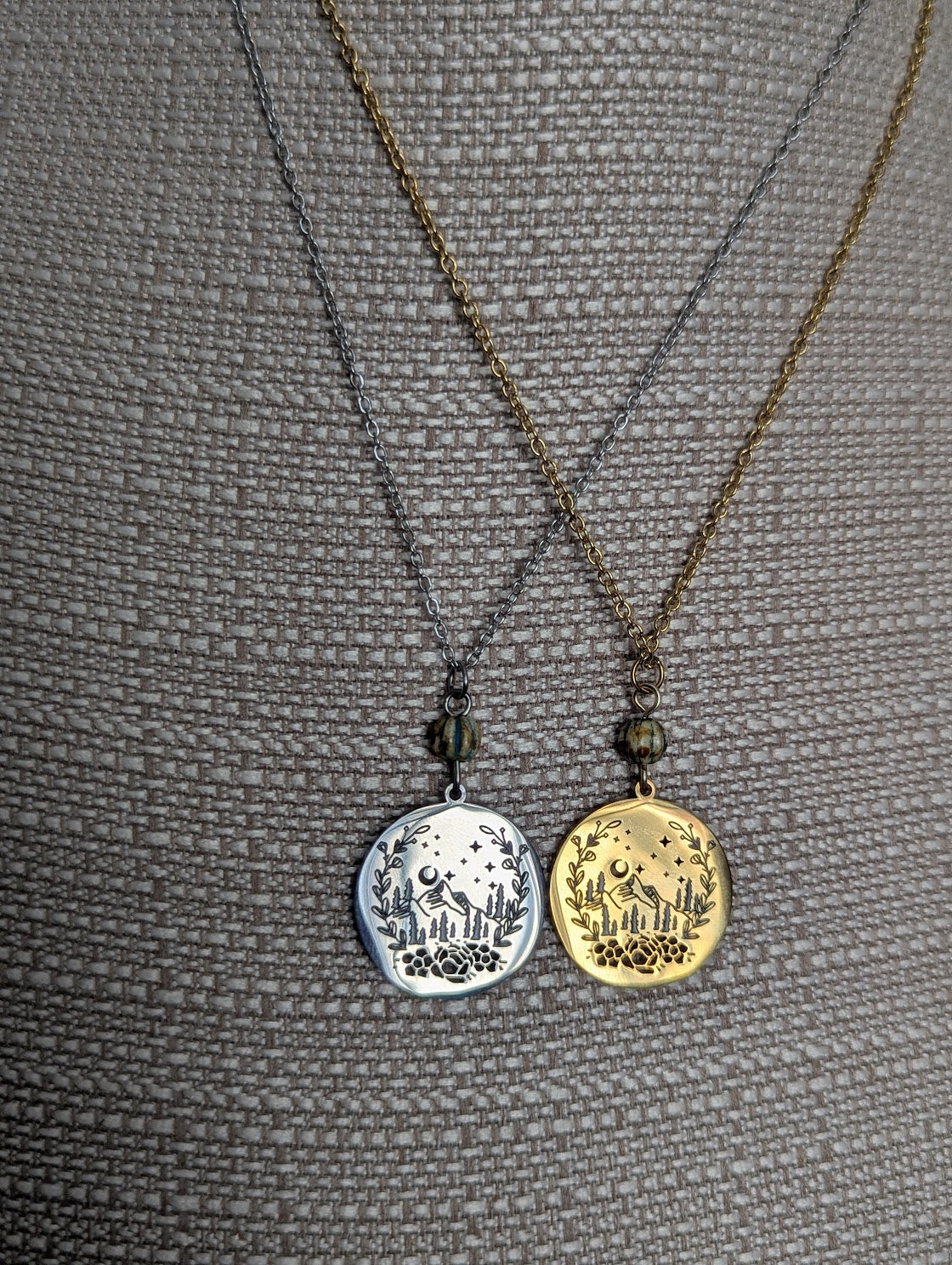 Mountainscape Stainless Steel Necklace (Silver or Gold)
