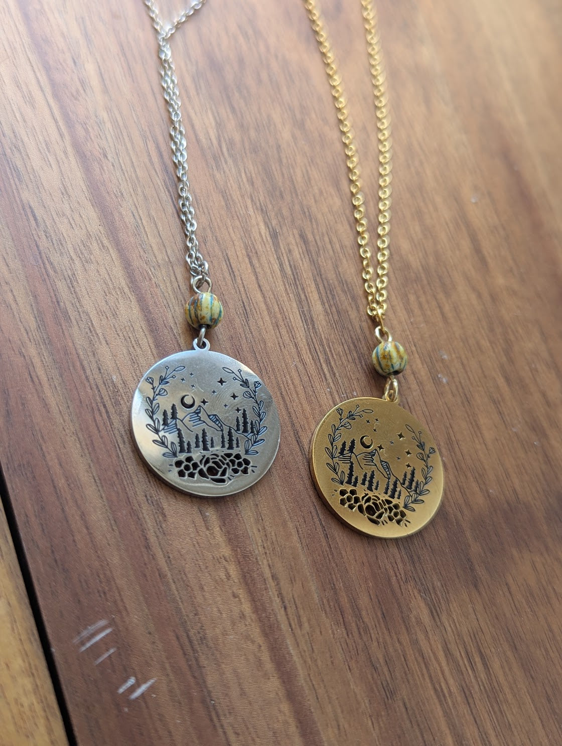 Mountainscape Stainless Steel Necklace (Silver or Gold)