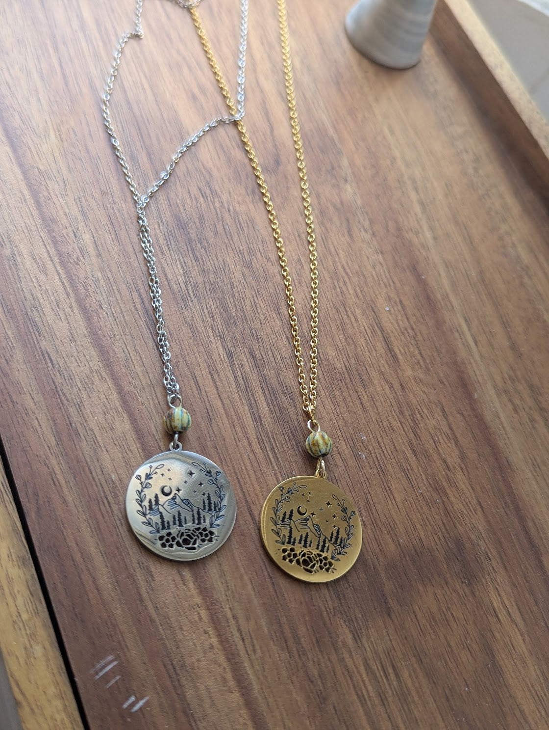 Mountainscape Stainless Steel Necklace (Silver or Gold)