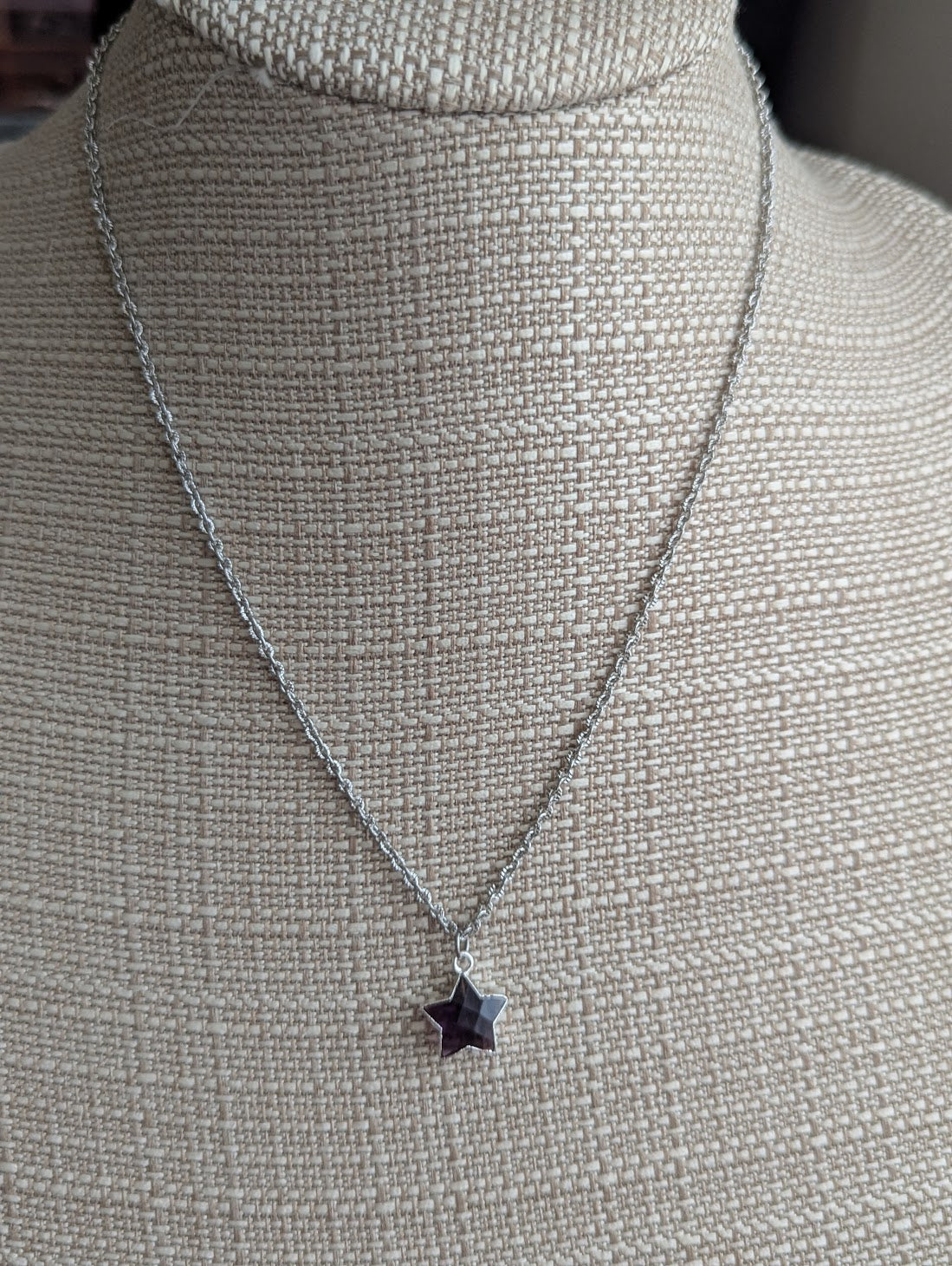 Faceted Amethyst Star Silver Necklace