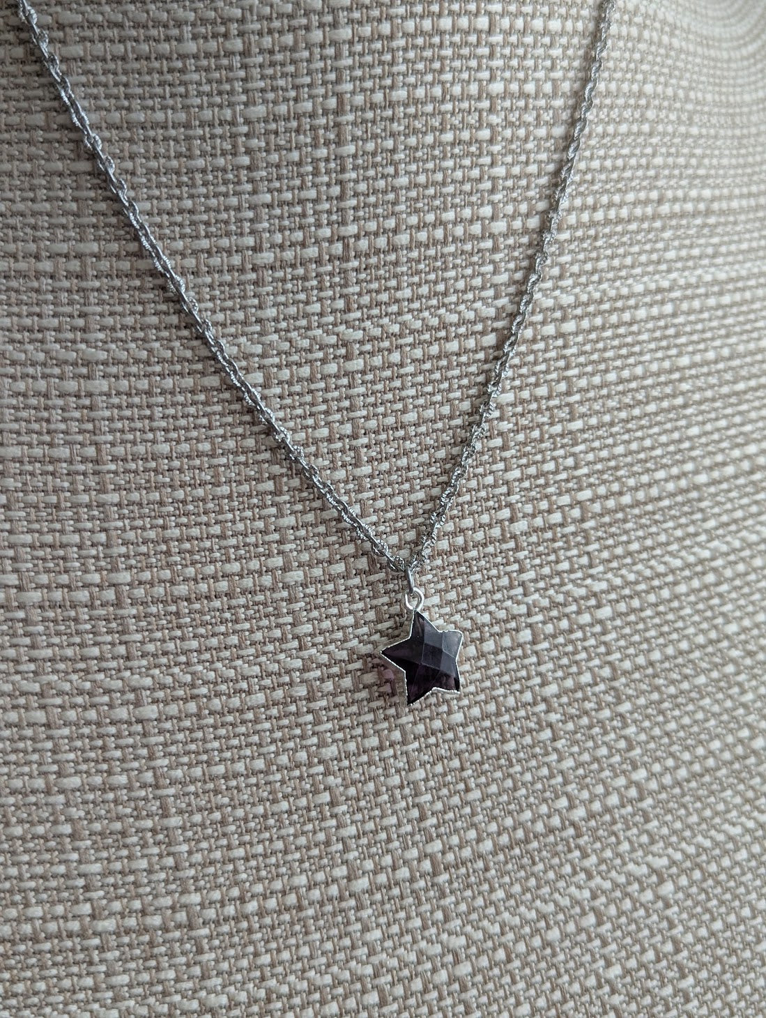 Faceted Amethyst Star Silver Necklace