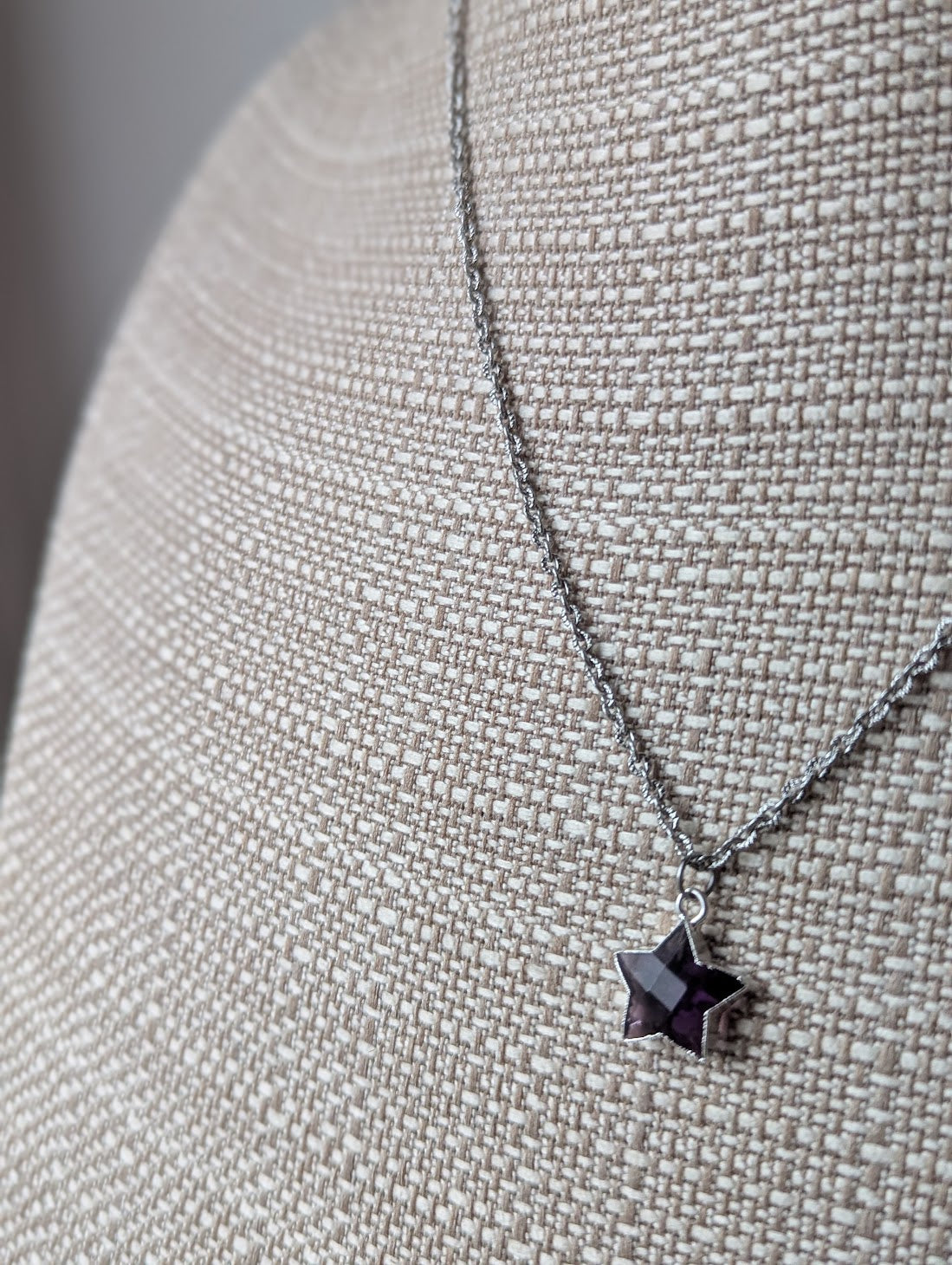 Faceted Amethyst Star Silver Necklace