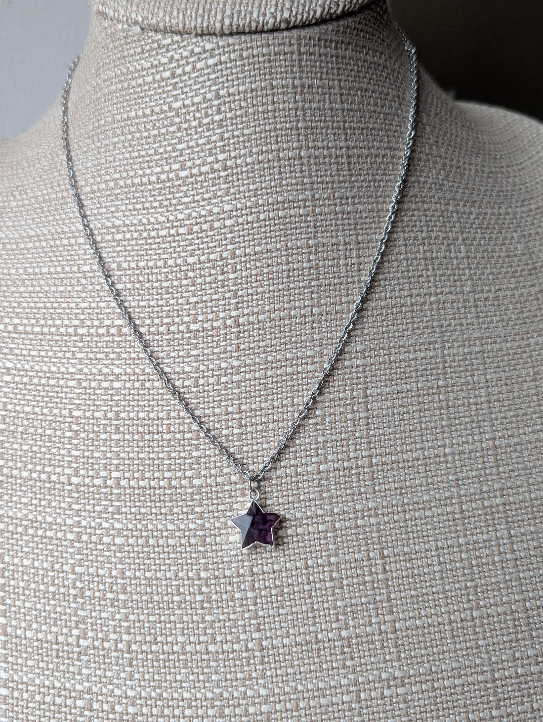 Faceted Amethyst Star Silver Necklace