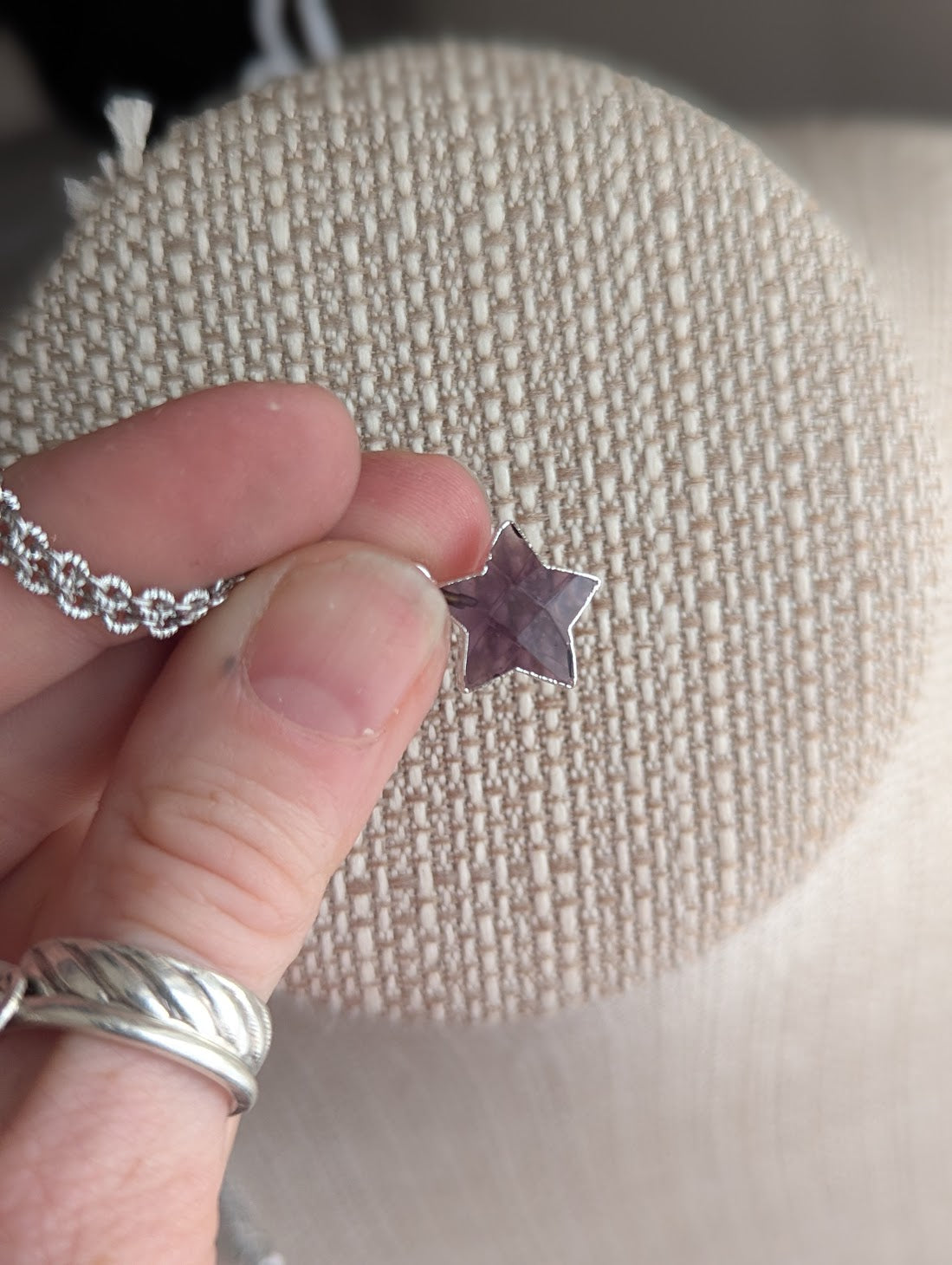 Faceted Amethyst Star Silver Necklace