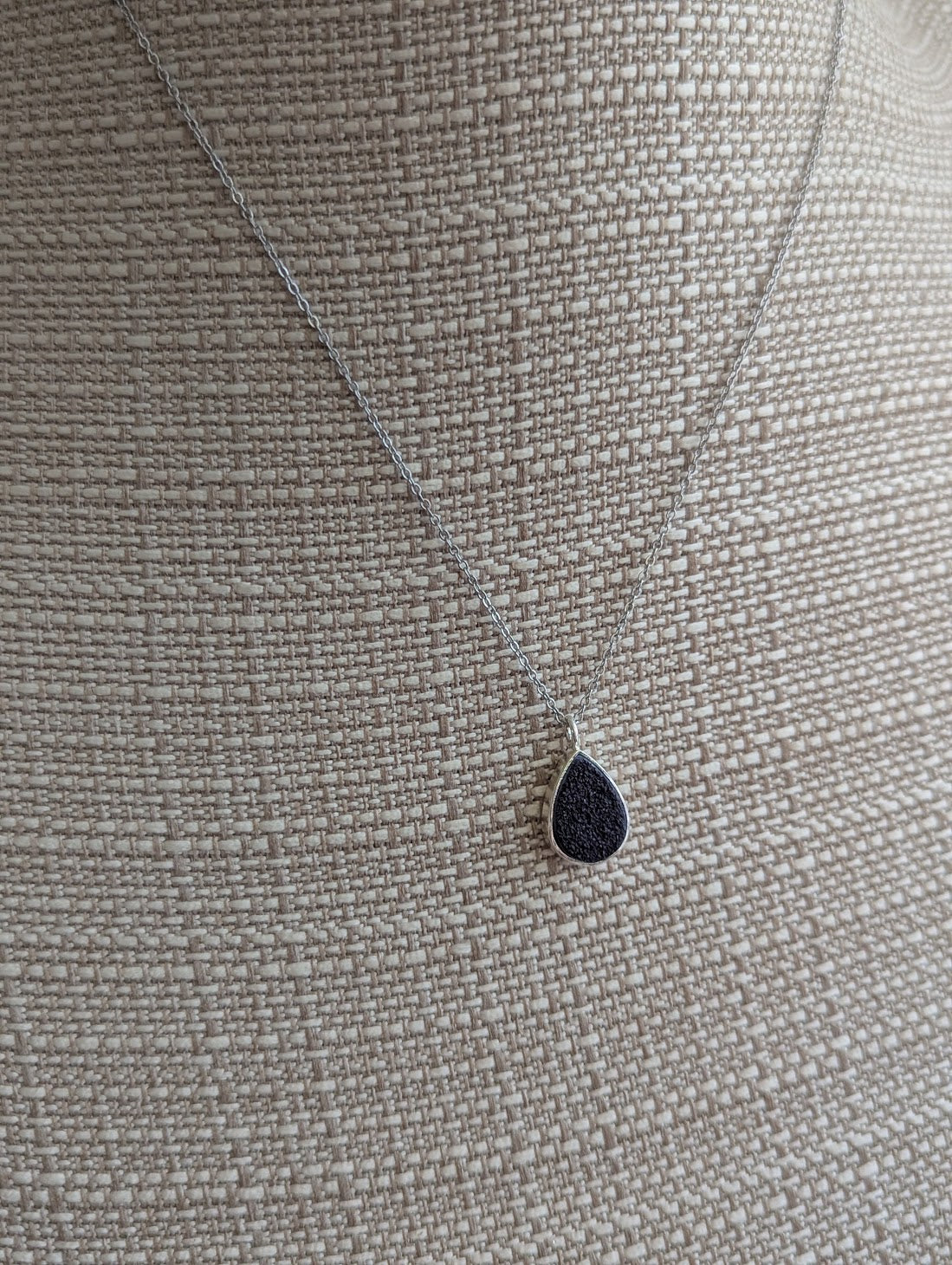 Black Druzy Tear Drop Silver Necklace – JFOX Jewelry
