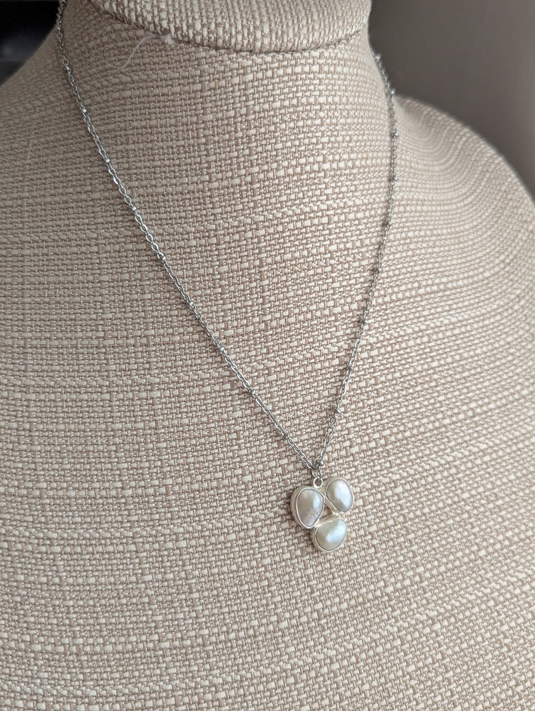 Freshwater Pearl Trio Silver Necklace