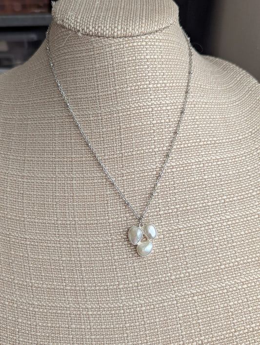 Freshwater Pearl Trio Silver Necklace