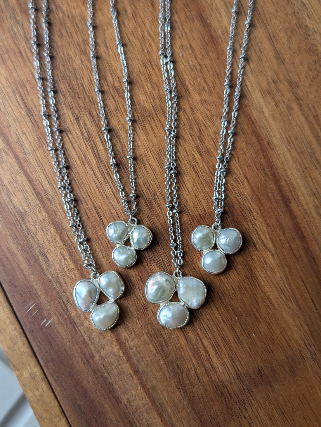 Freshwater Pearl Trio Silver Necklace