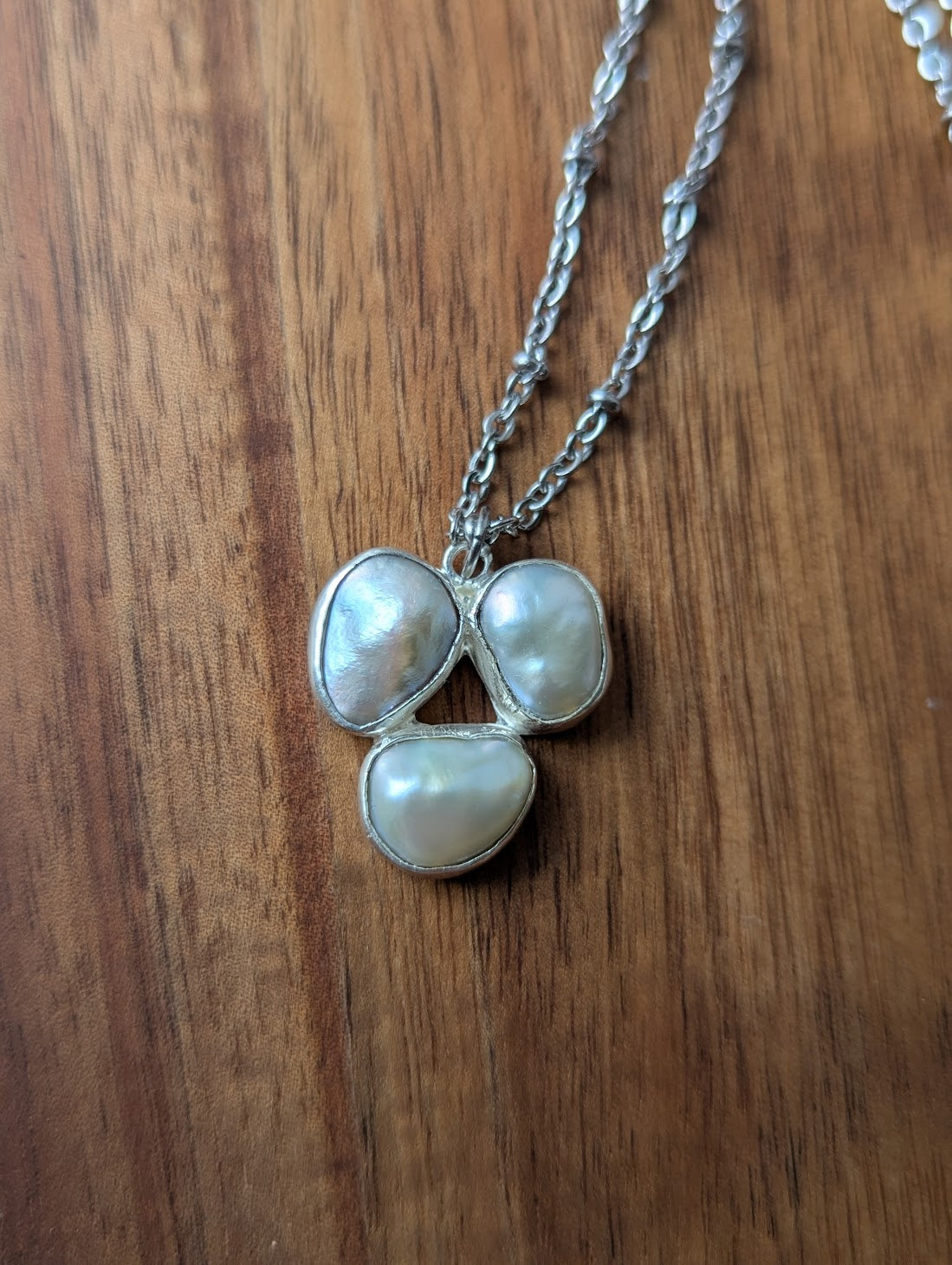 Freshwater Pearl Trio Silver Necklace