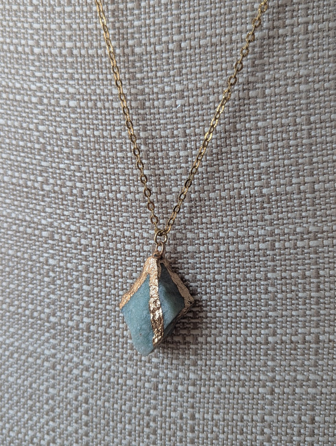 Raw Amazonite Gold Necklace