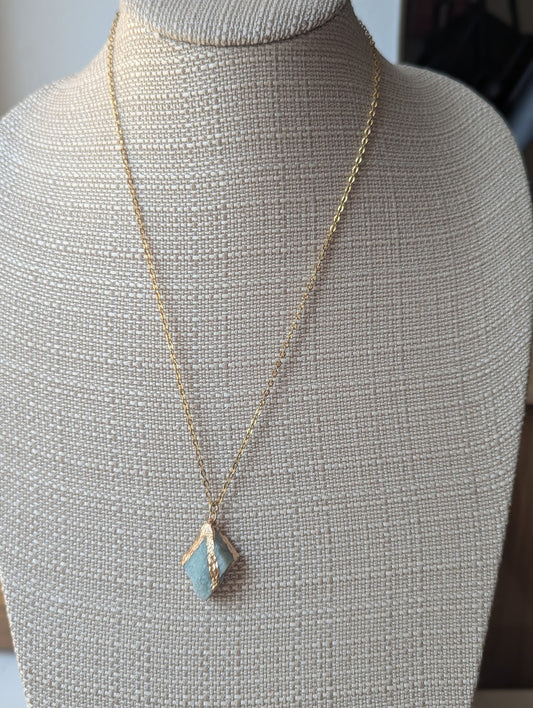 Raw Amazonite Gold Necklace