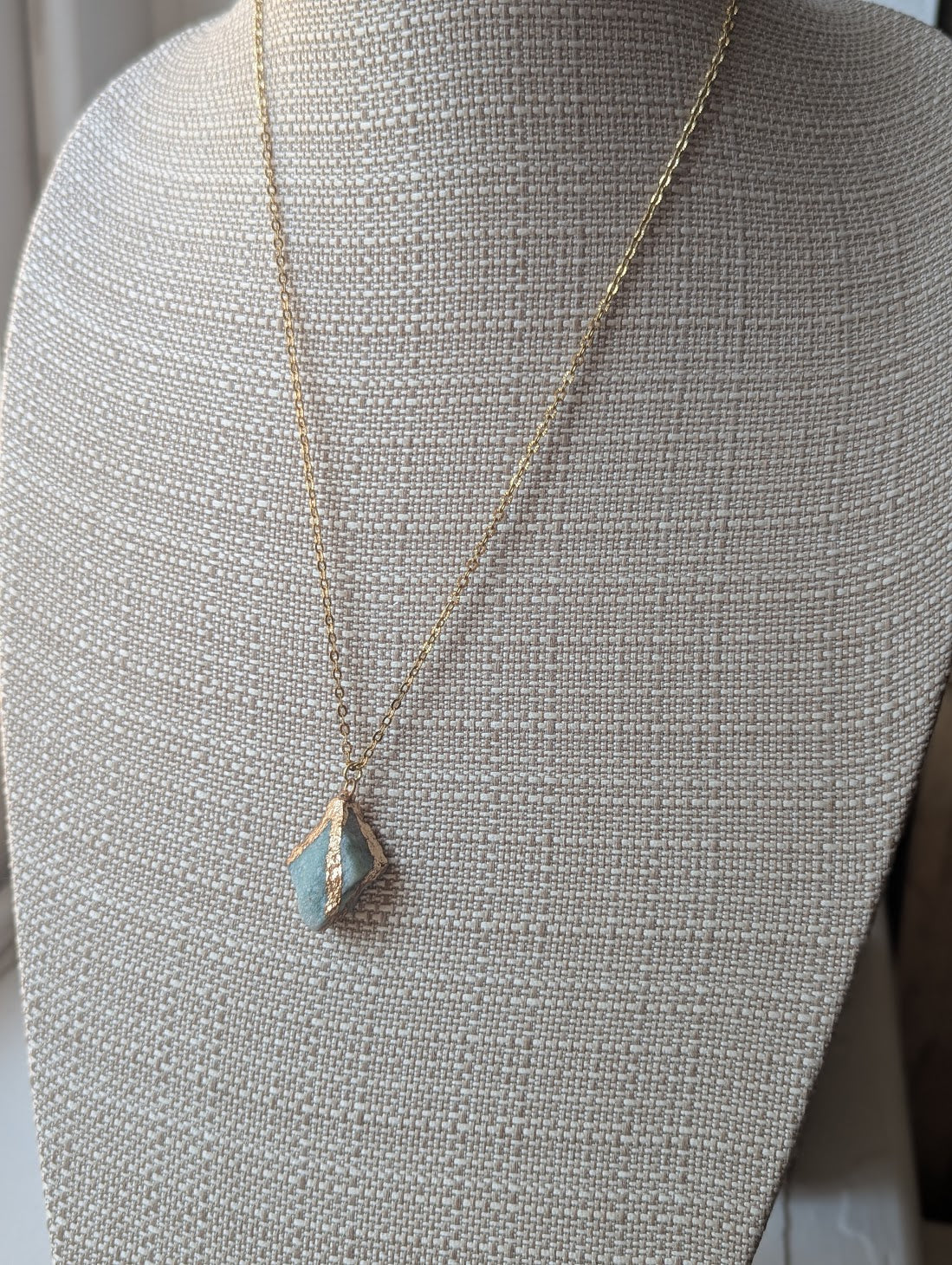 Raw Amazonite Gold Necklace