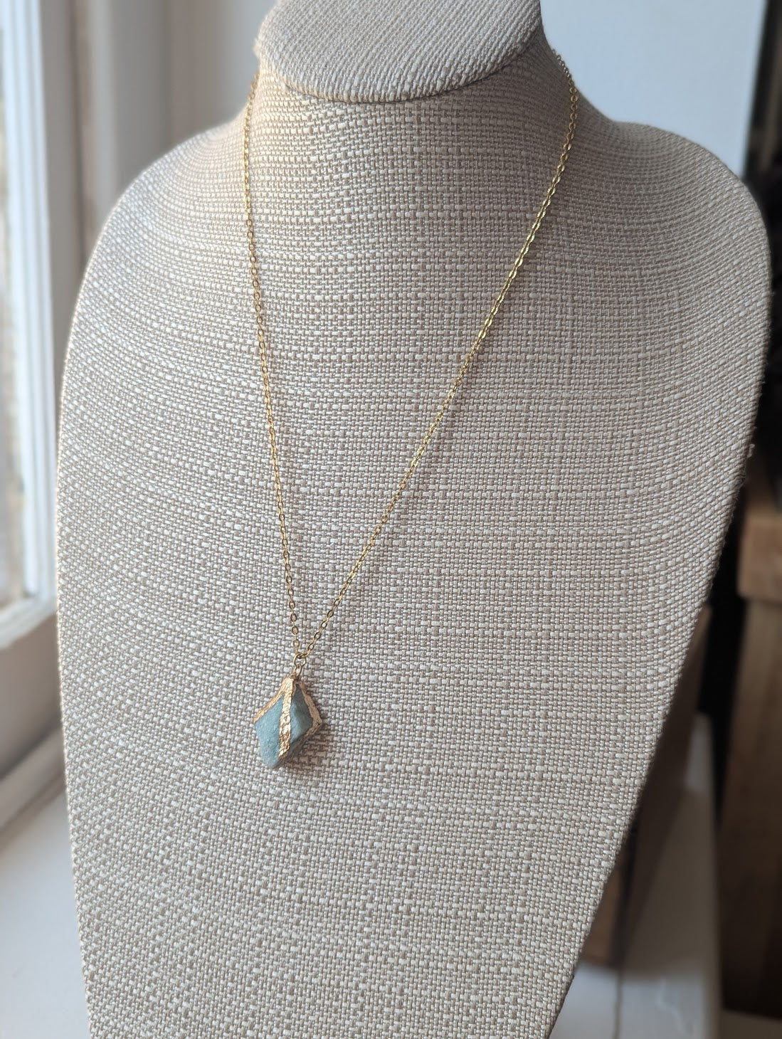 Raw Amazonite Gold Necklace