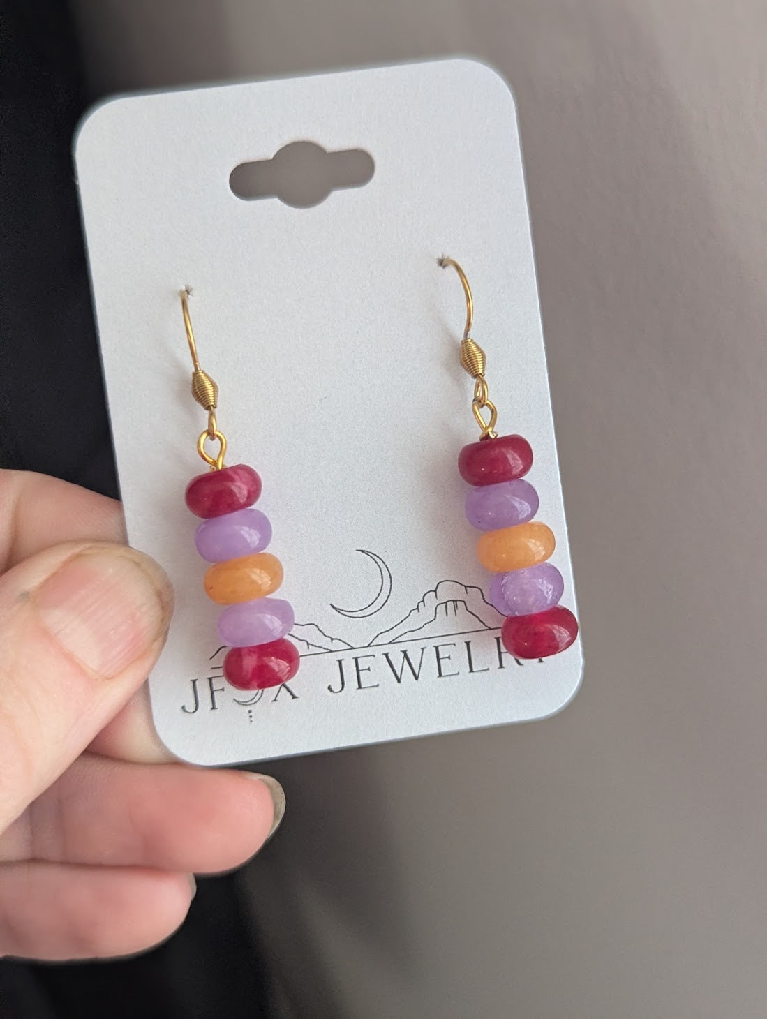 Pink Purple Orange Drop Earrings