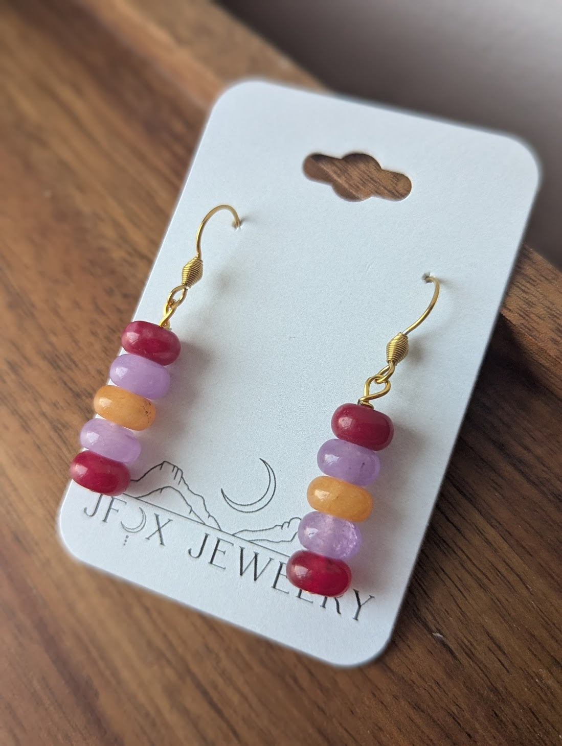 Pink Purple Orange Drop Earrings