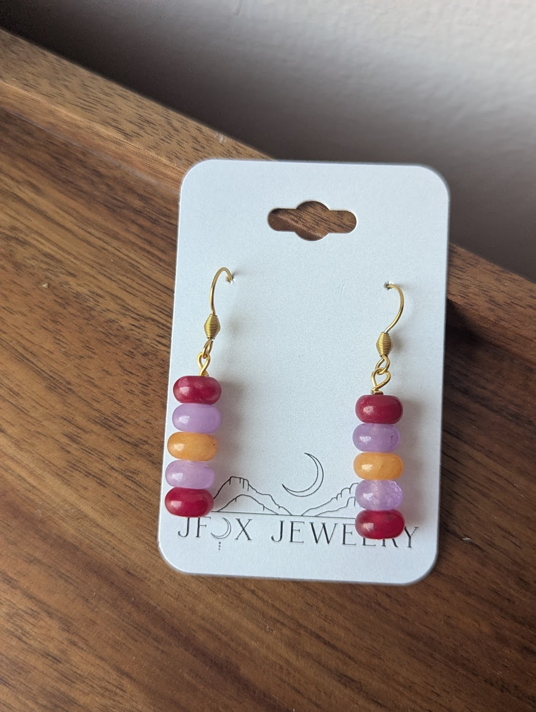Pink Purple Orange Drop Earrings