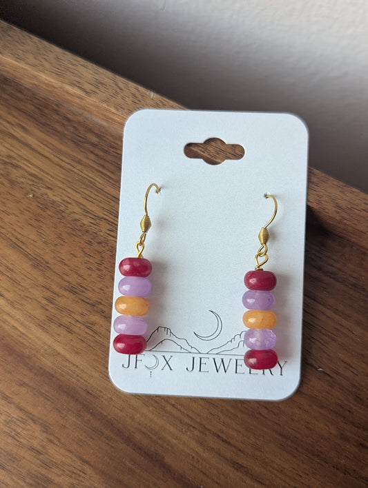 Pink Purple Orange Drop Earrings