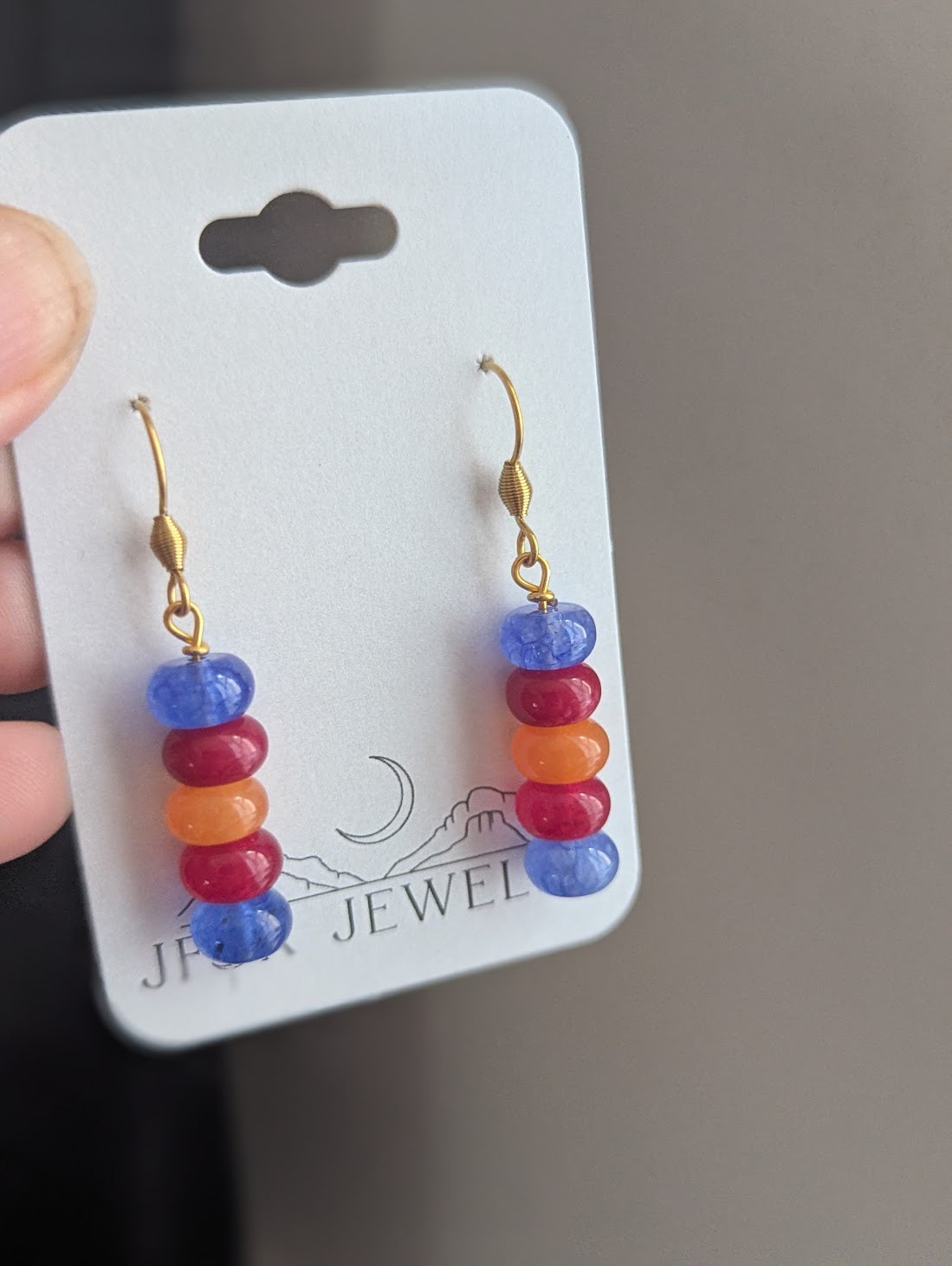 Blue Pink Orange Drop Earrings