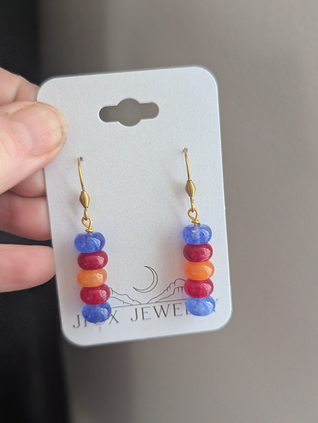 Blue Pink Orange Drop Earrings