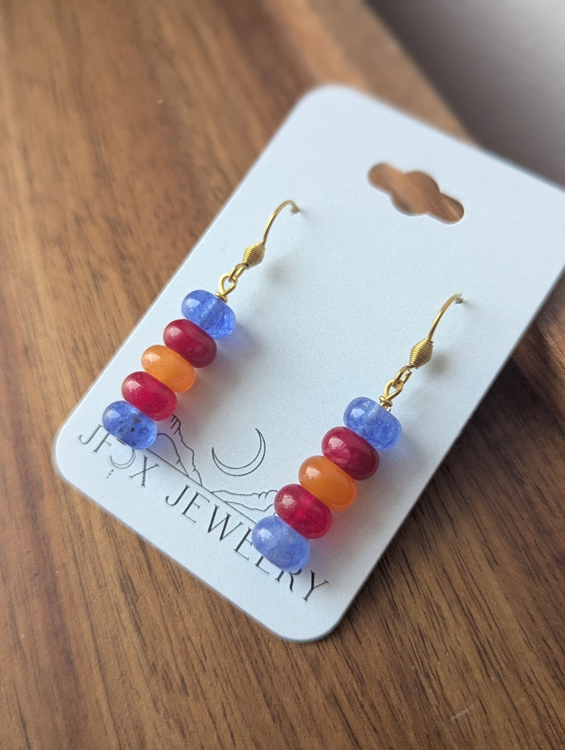 Blue Pink Orange Drop Earrings