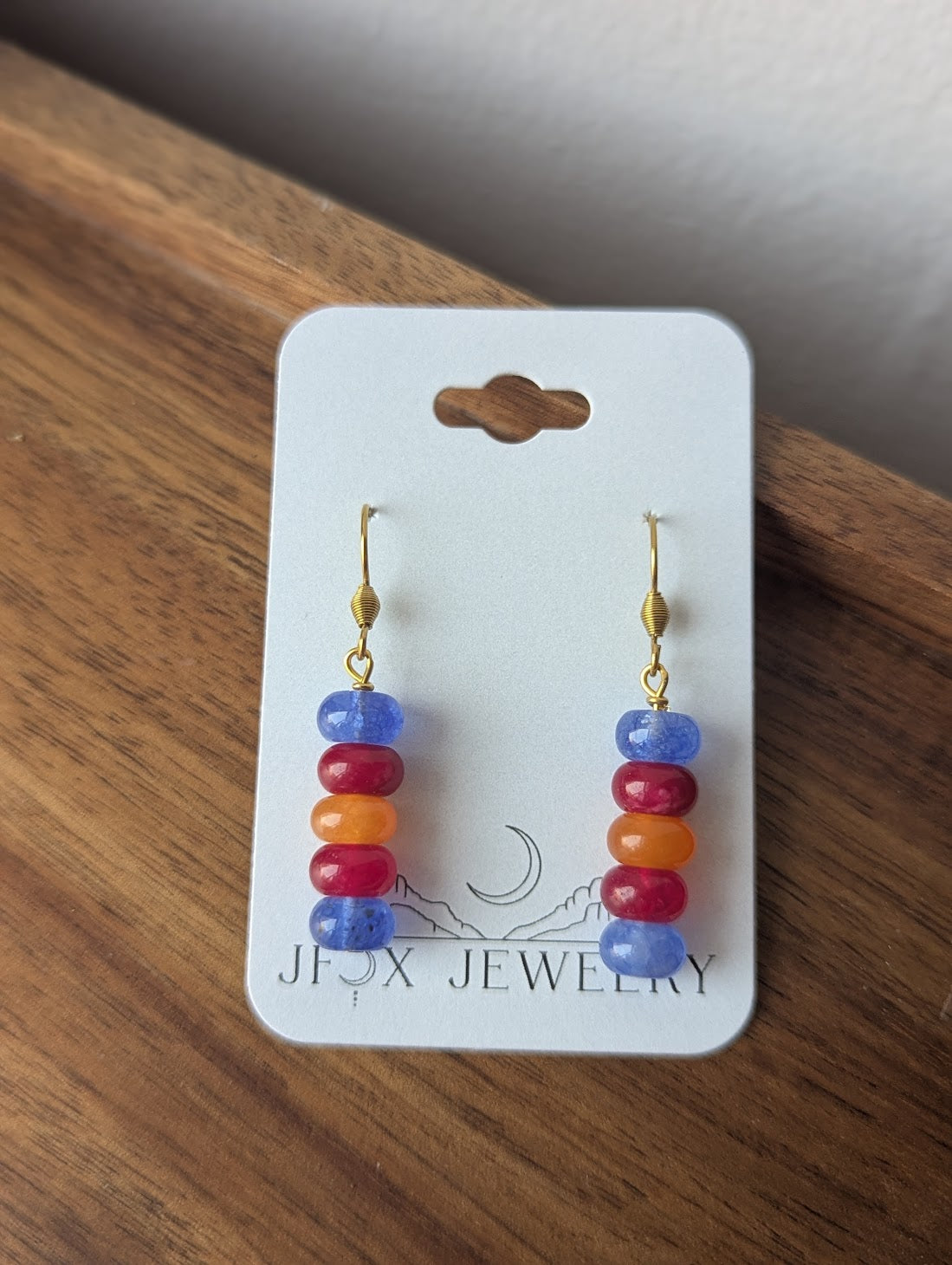 Blue Pink Orange Drop Earrings