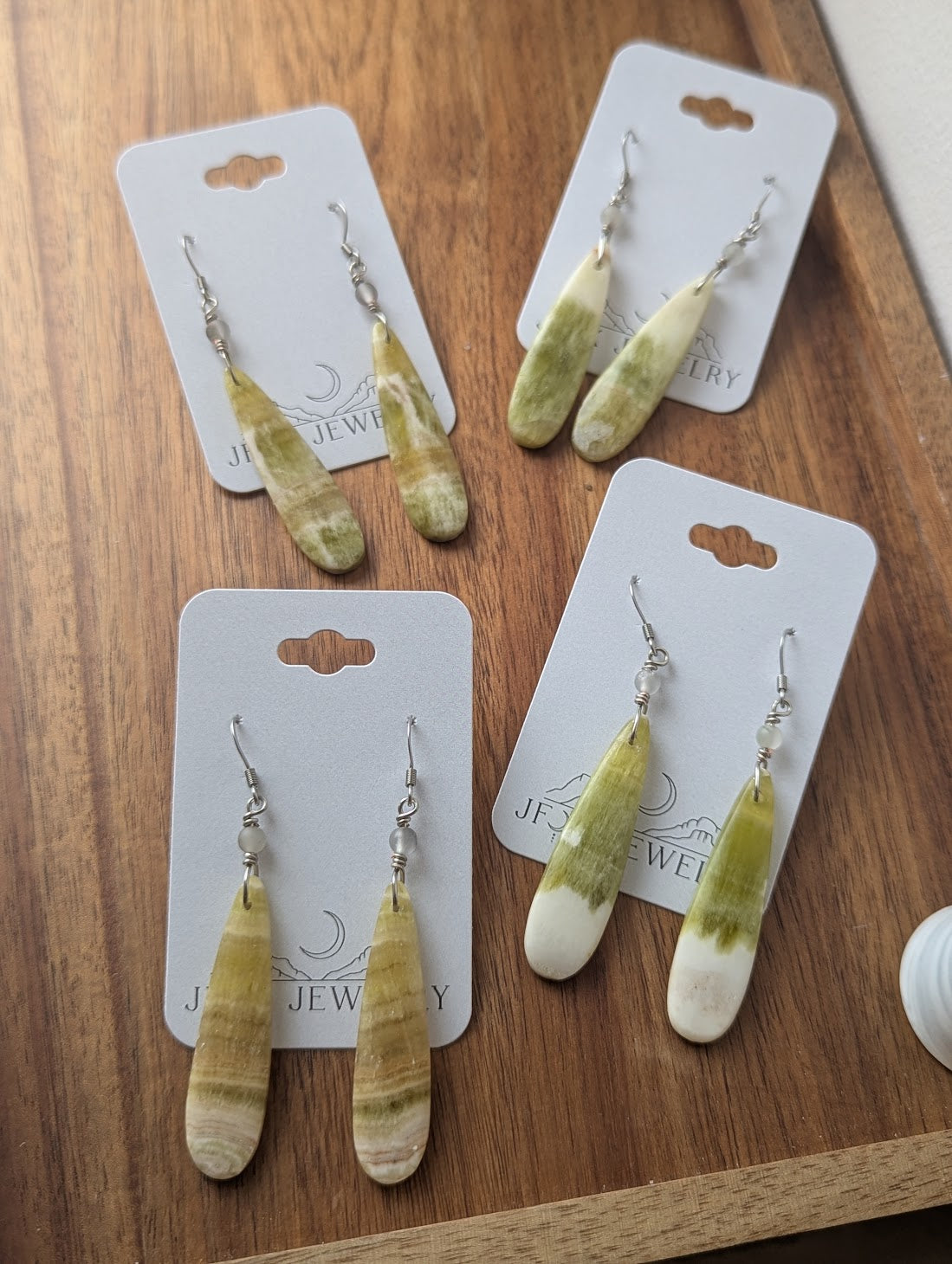 Yellow Fluorite Tear Drop Silver Stainless Earrings